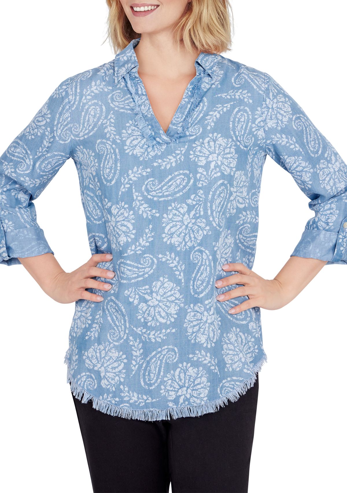 Plus Size Woven Paisley Top 