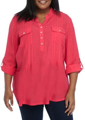 Ruby Rd Plus Size Gauze Pintuck Shirt | belk