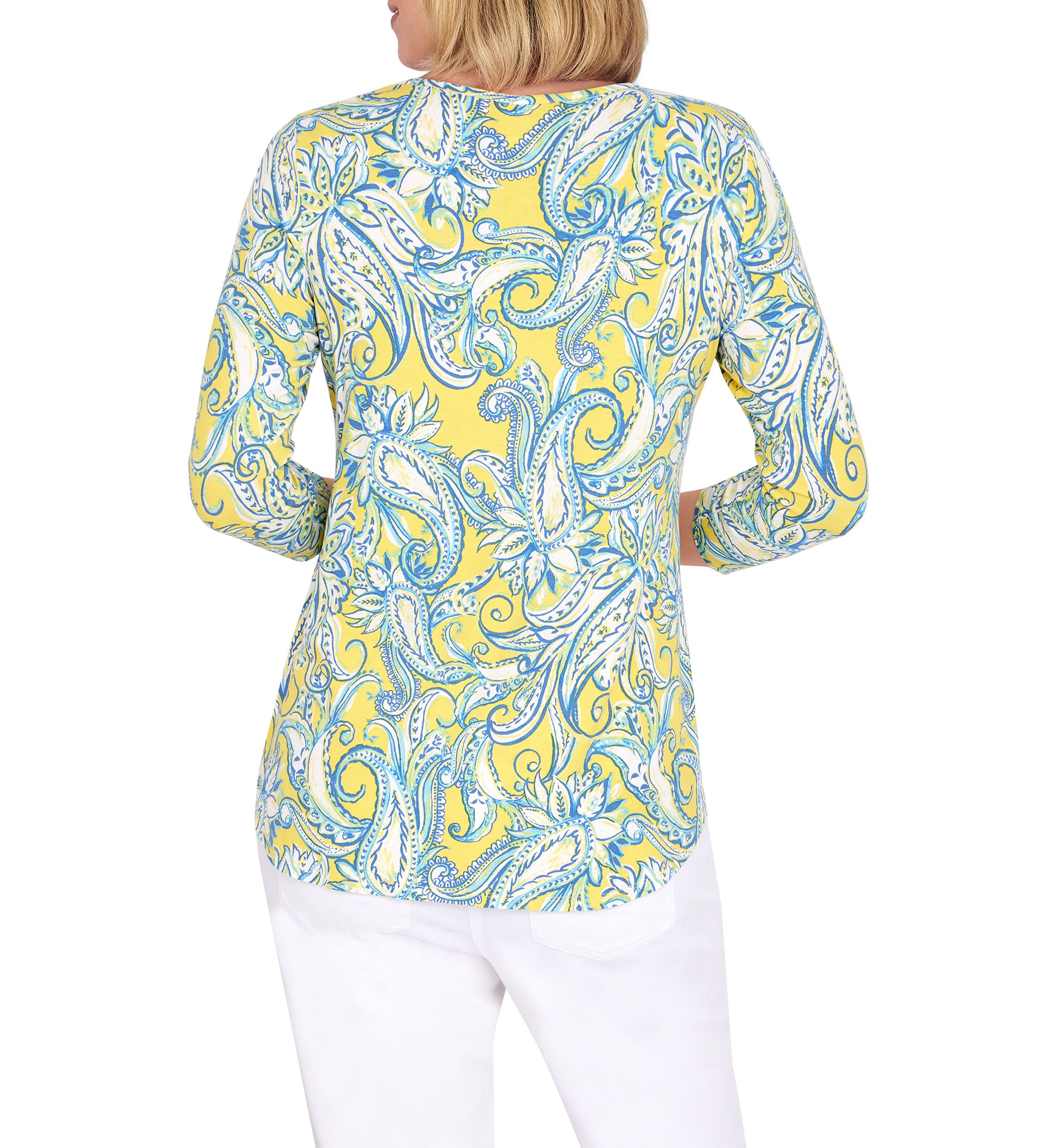 Plus Size Knit Sunburst Paisley Top 