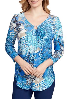 Women's Batik Print Overlay Top