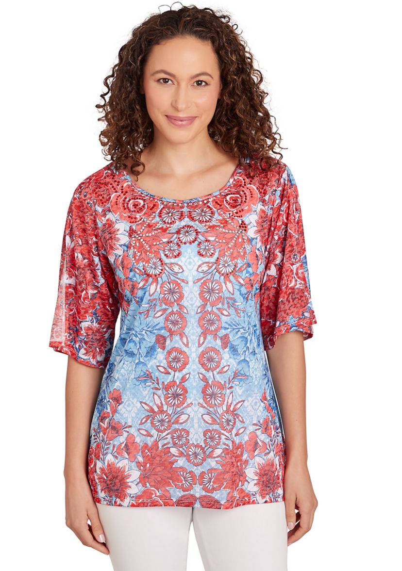 Womens Burnout Sublimation Mirrored Top