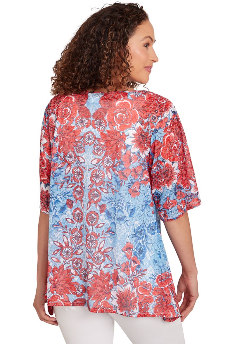 Womens Burnout Sublimation Mirrored Top