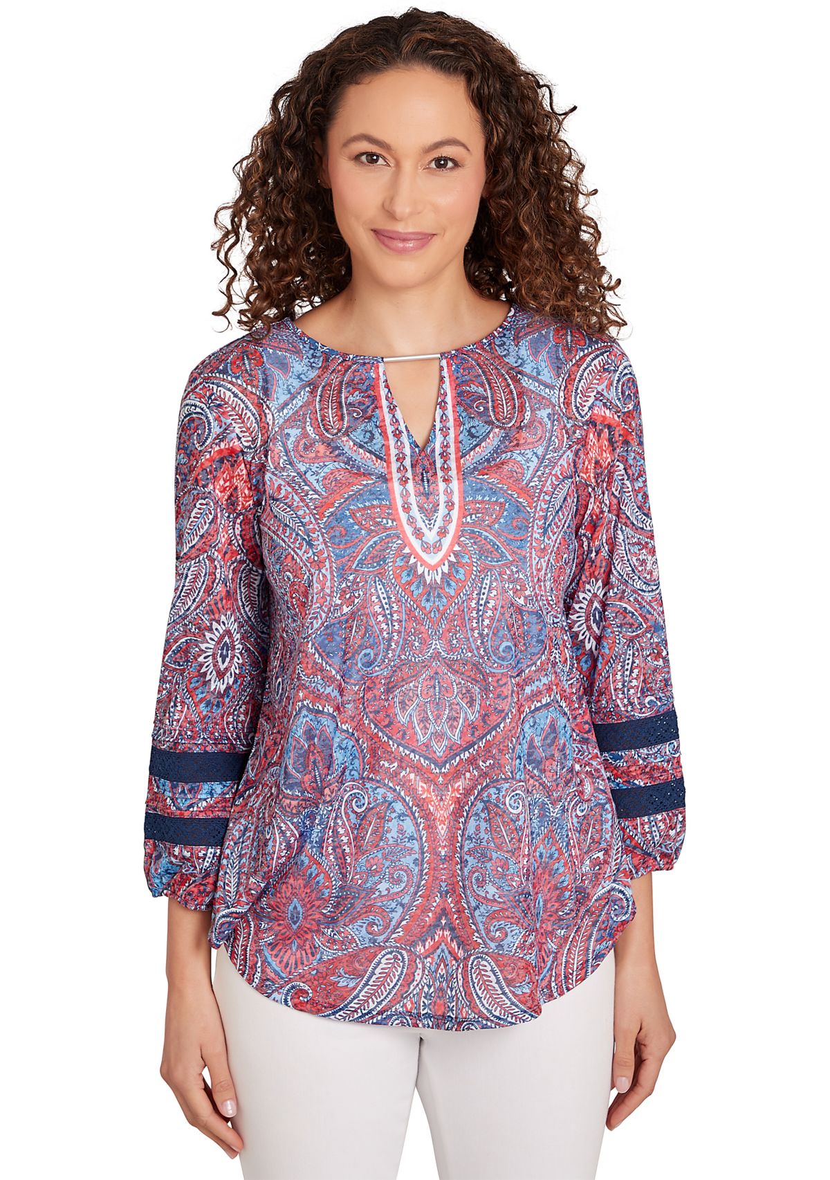 Womens Burnout Sublimation Paisley Print Top
