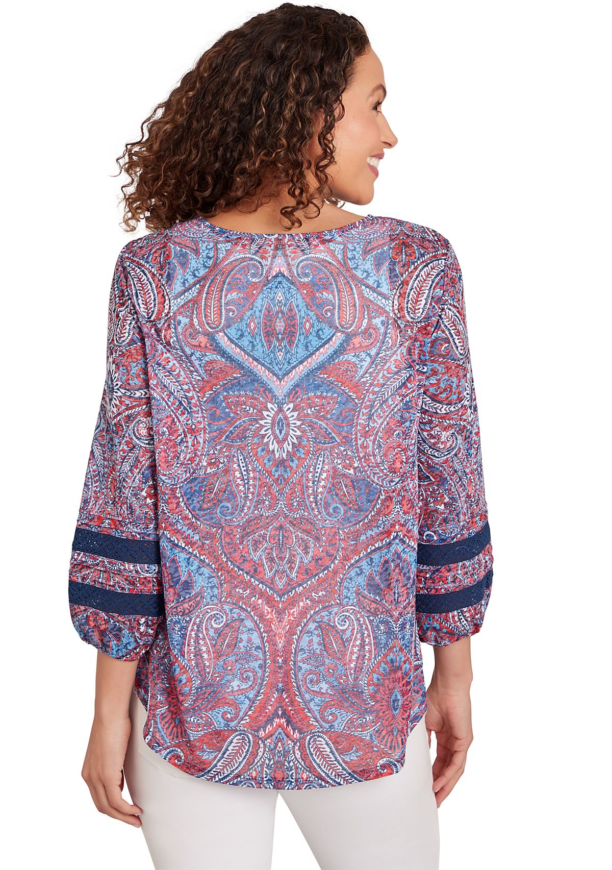 Womens Burnout Sublimation Paisley Print Top