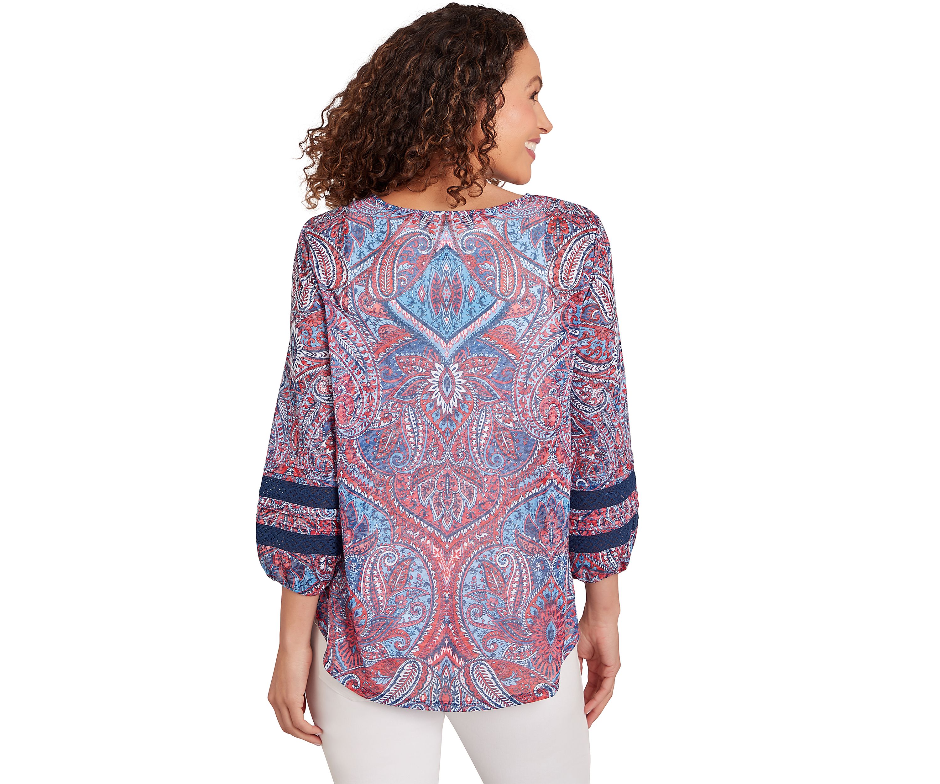 Womens Burnout Sublimation Paisley Print Top