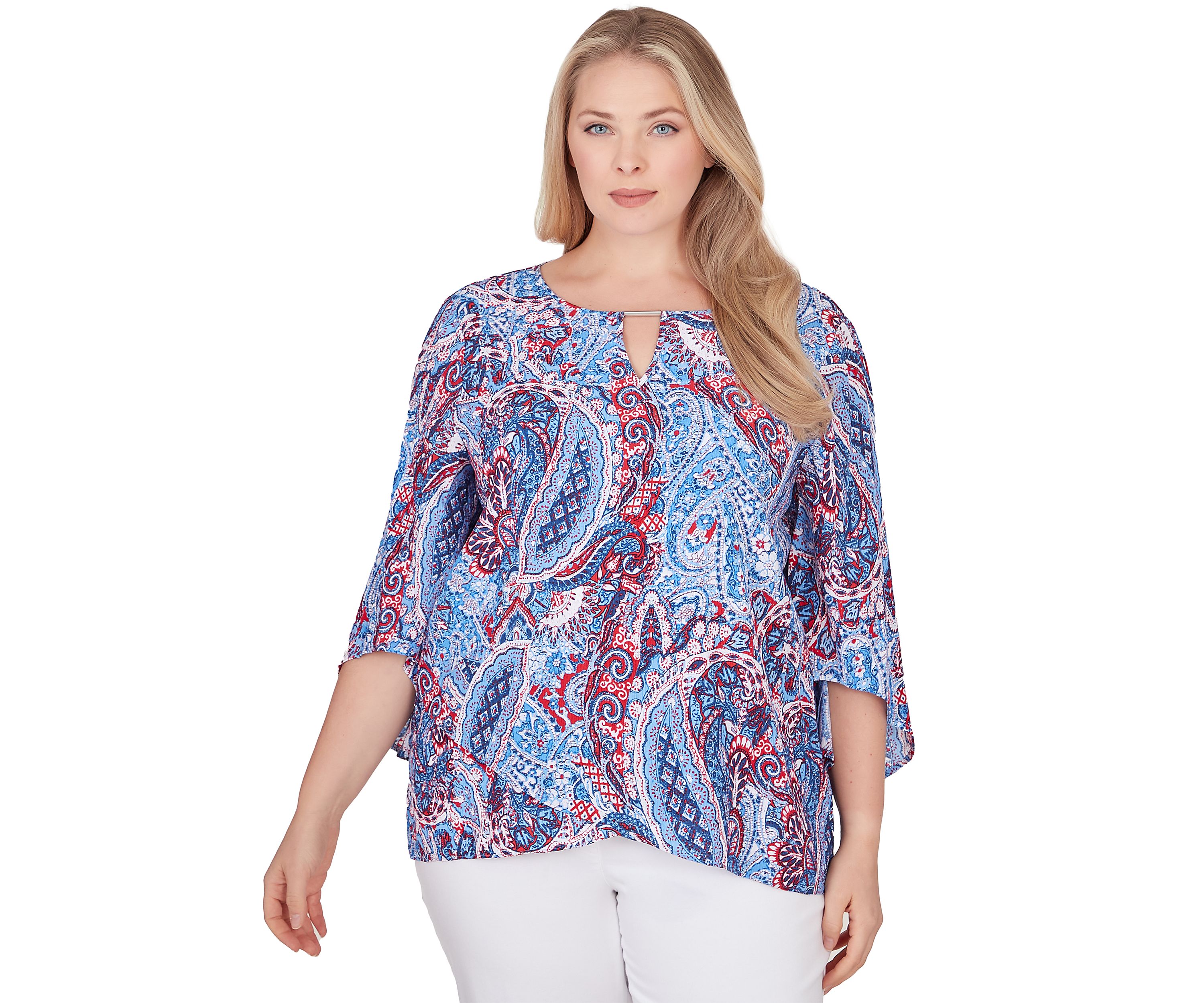 Plus Size Woven Paisley Gauze Top