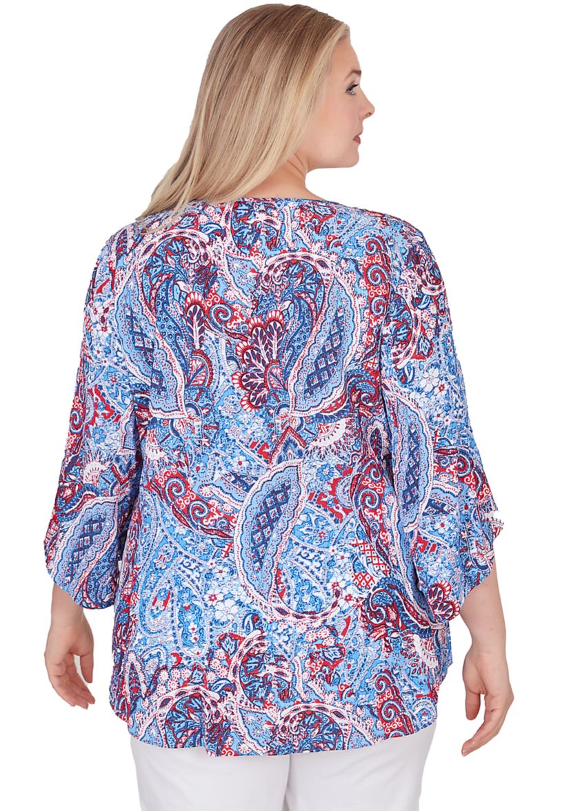 Plus Size Woven Paisley Gauze Top