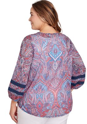 Plus Burnout Sublimation Paisley Print Top