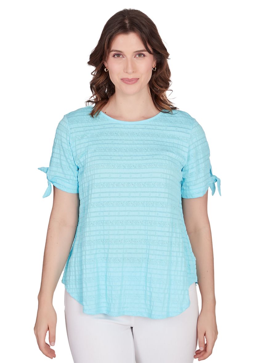Womens Decorative Smocked Knit Top