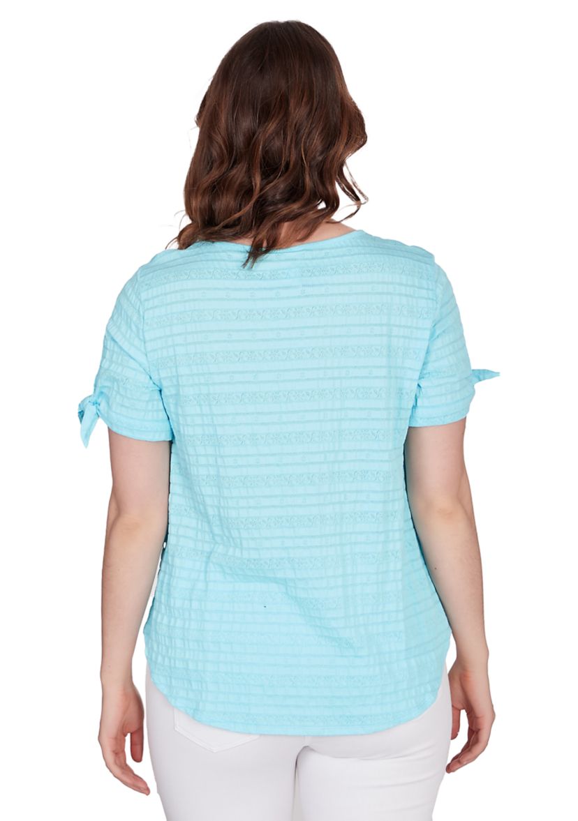 Womens Decorative Smocked Knit Top