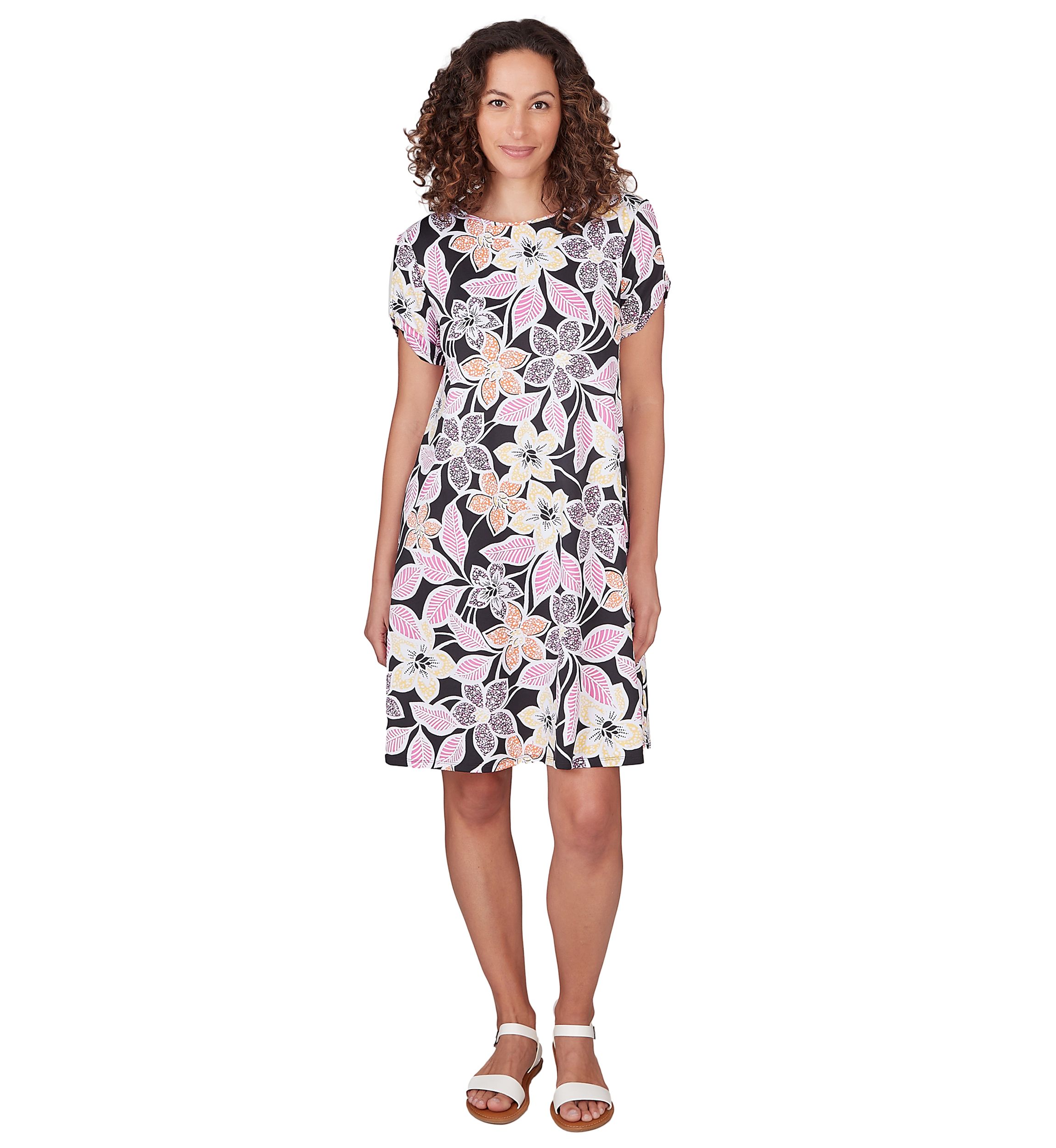 Womens Floral Puff Print Dress