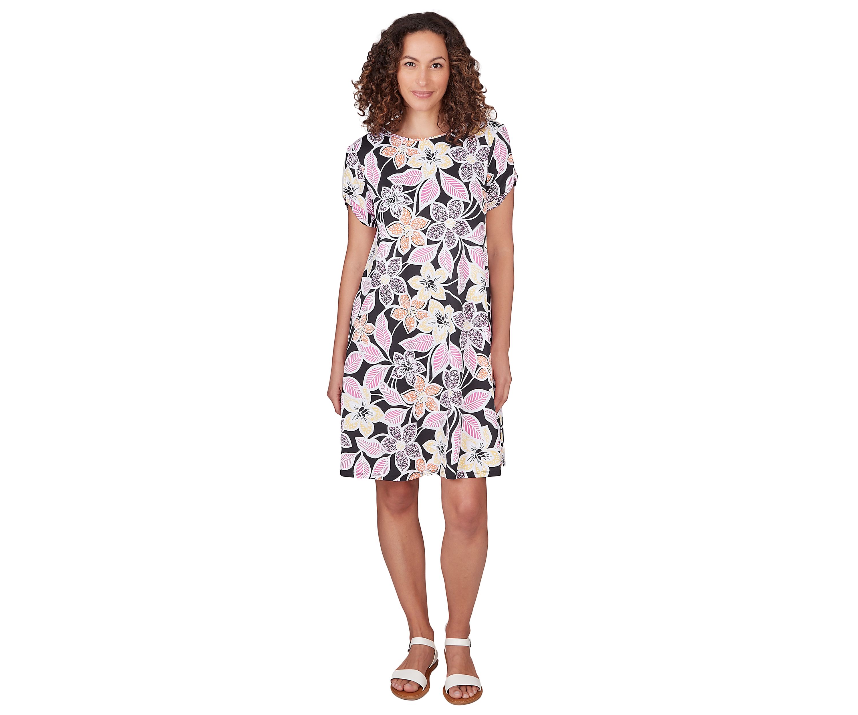 Womens Floral Puff Print Dress