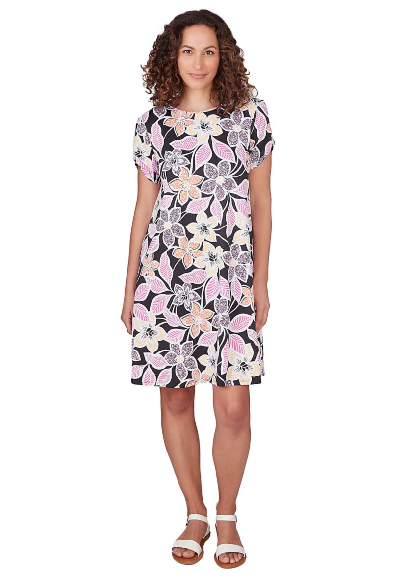 Womens Floral Puff Print Dress