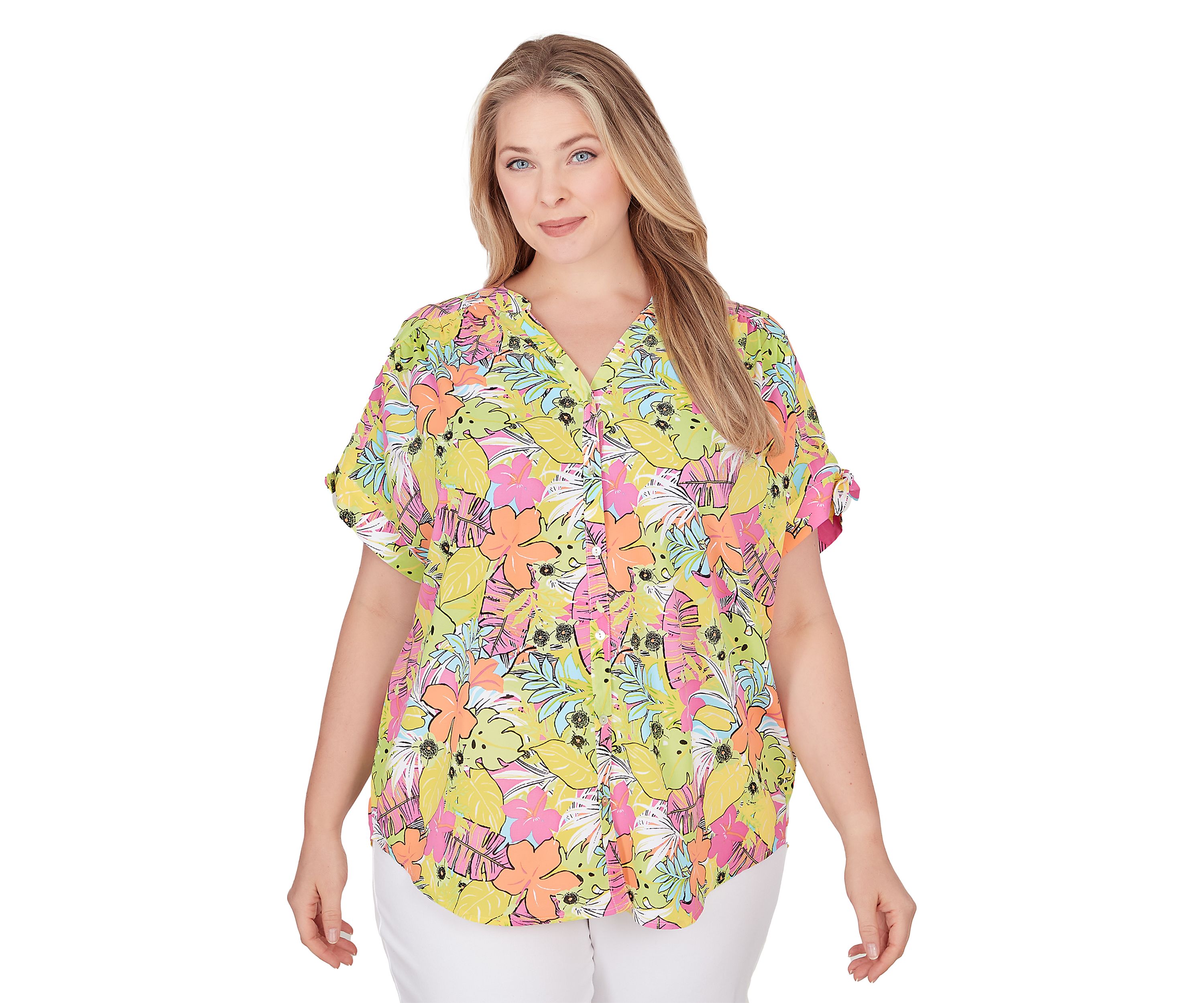 Plus Size Tropical Print Top