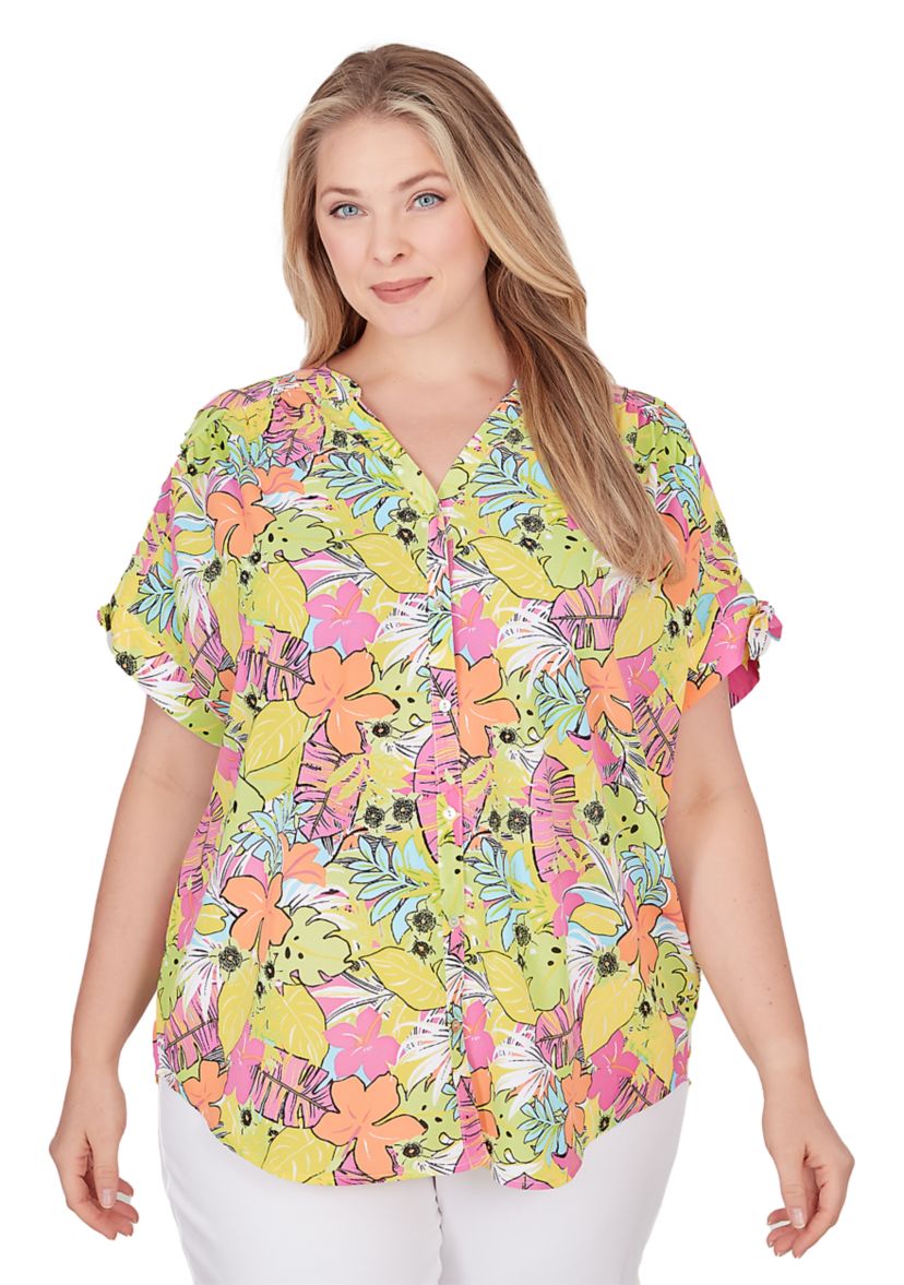 Plus Size Tropical Print Top