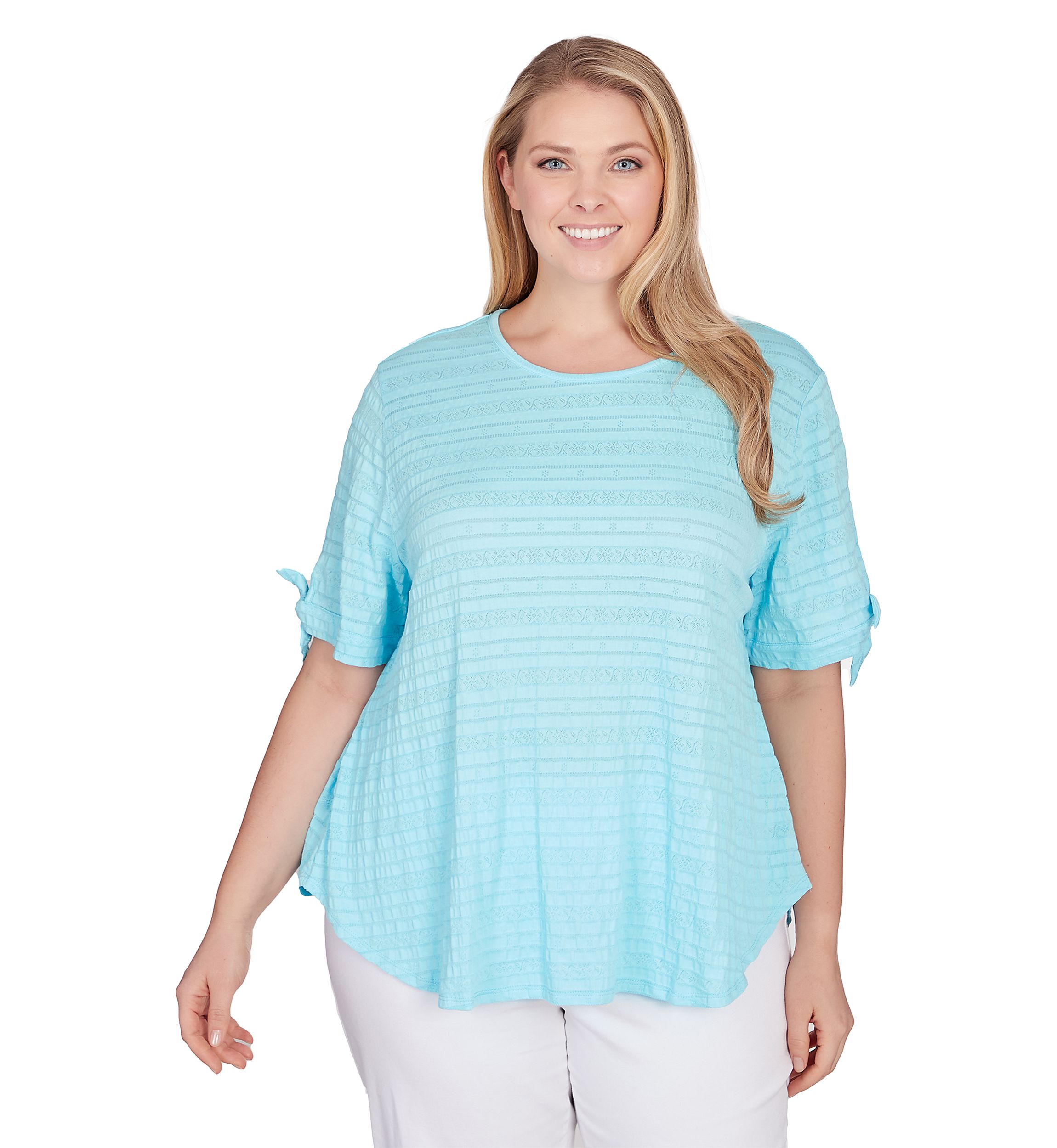 Plus Size Decorative Smocked Knit Top