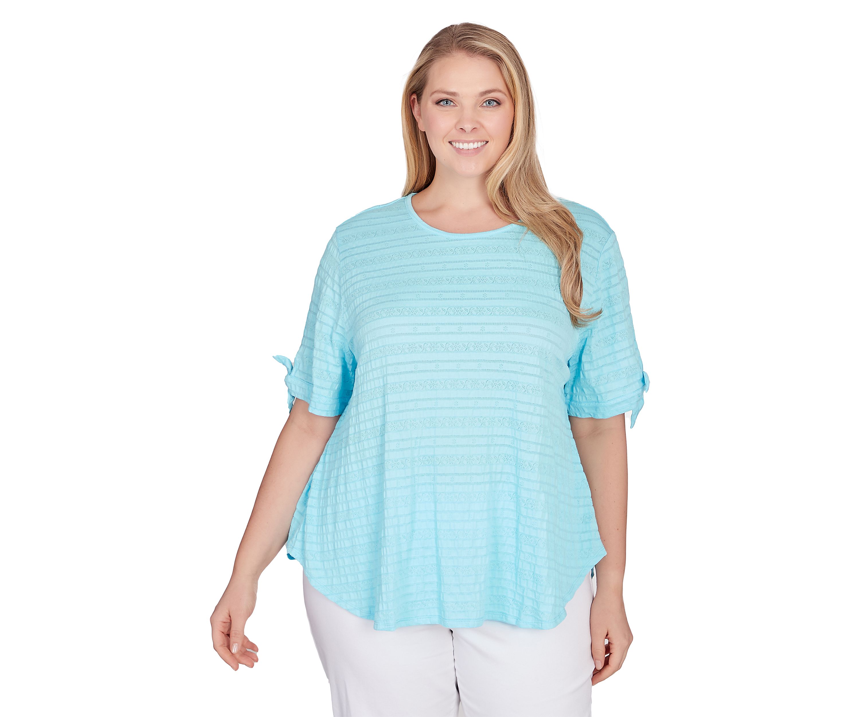 Plus Size Decorative Smocked Knit Top