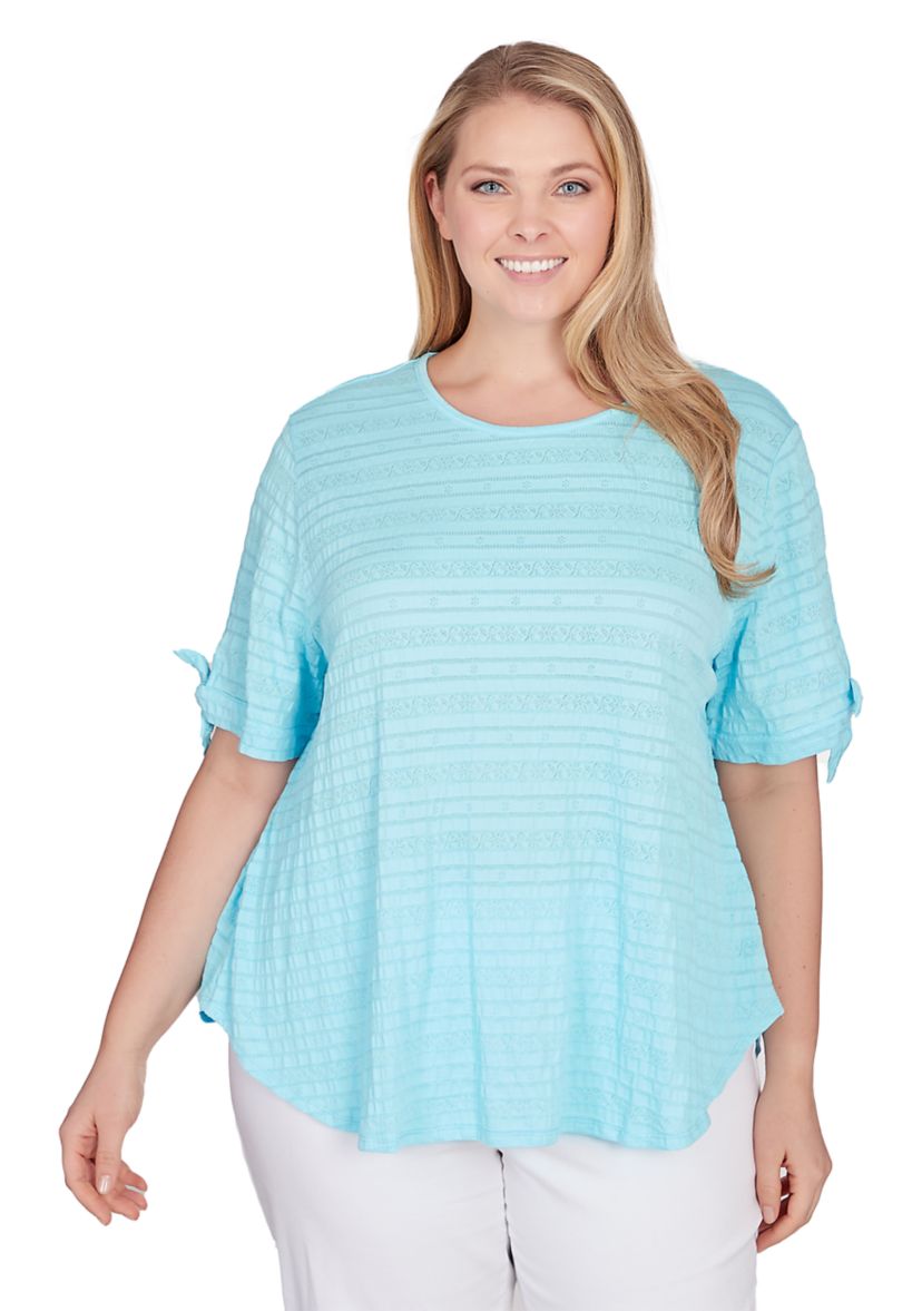 Plus Size Decorative Smocked Knit Top
