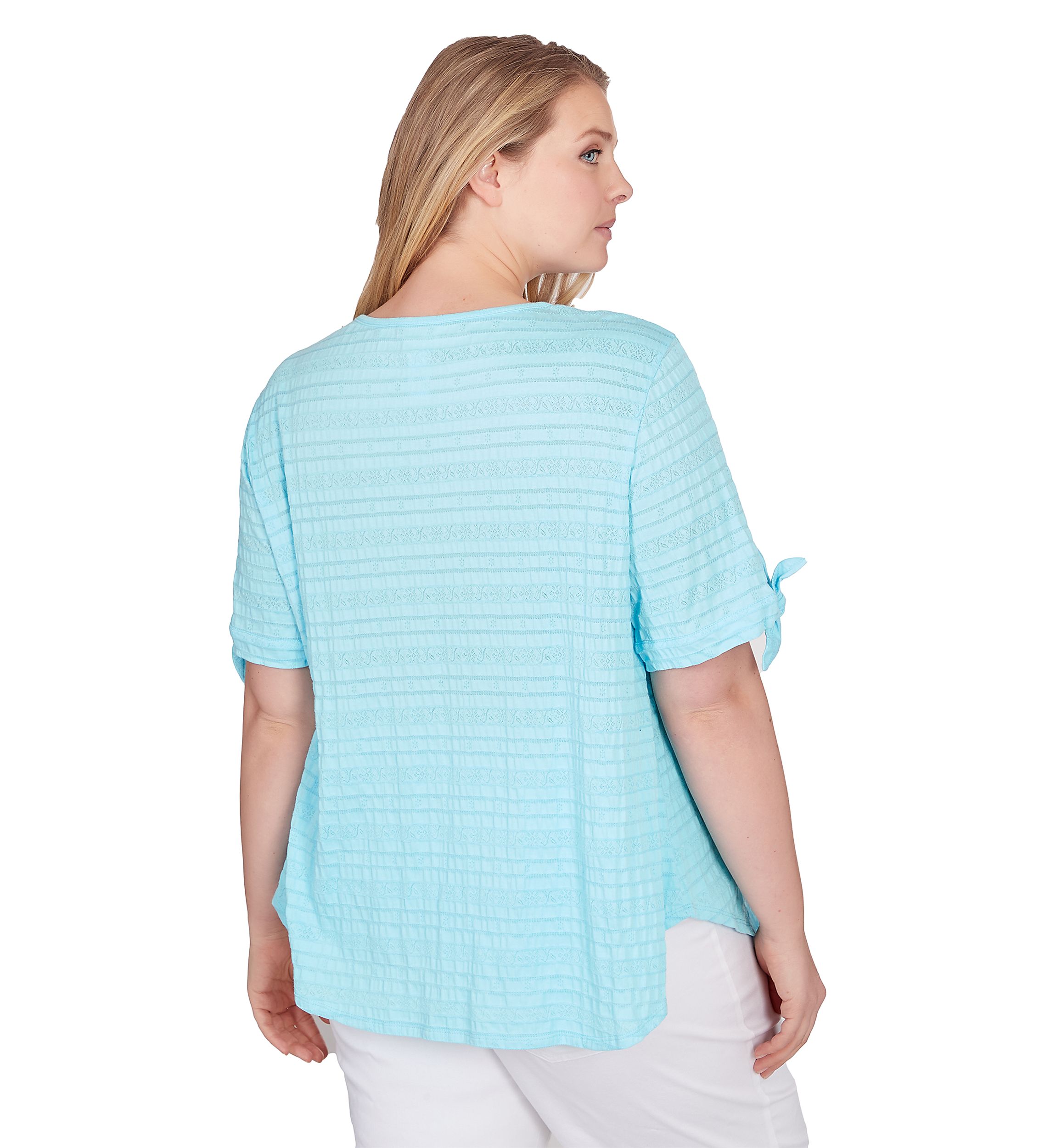 Plus Size Decorative Smocked Knit Top