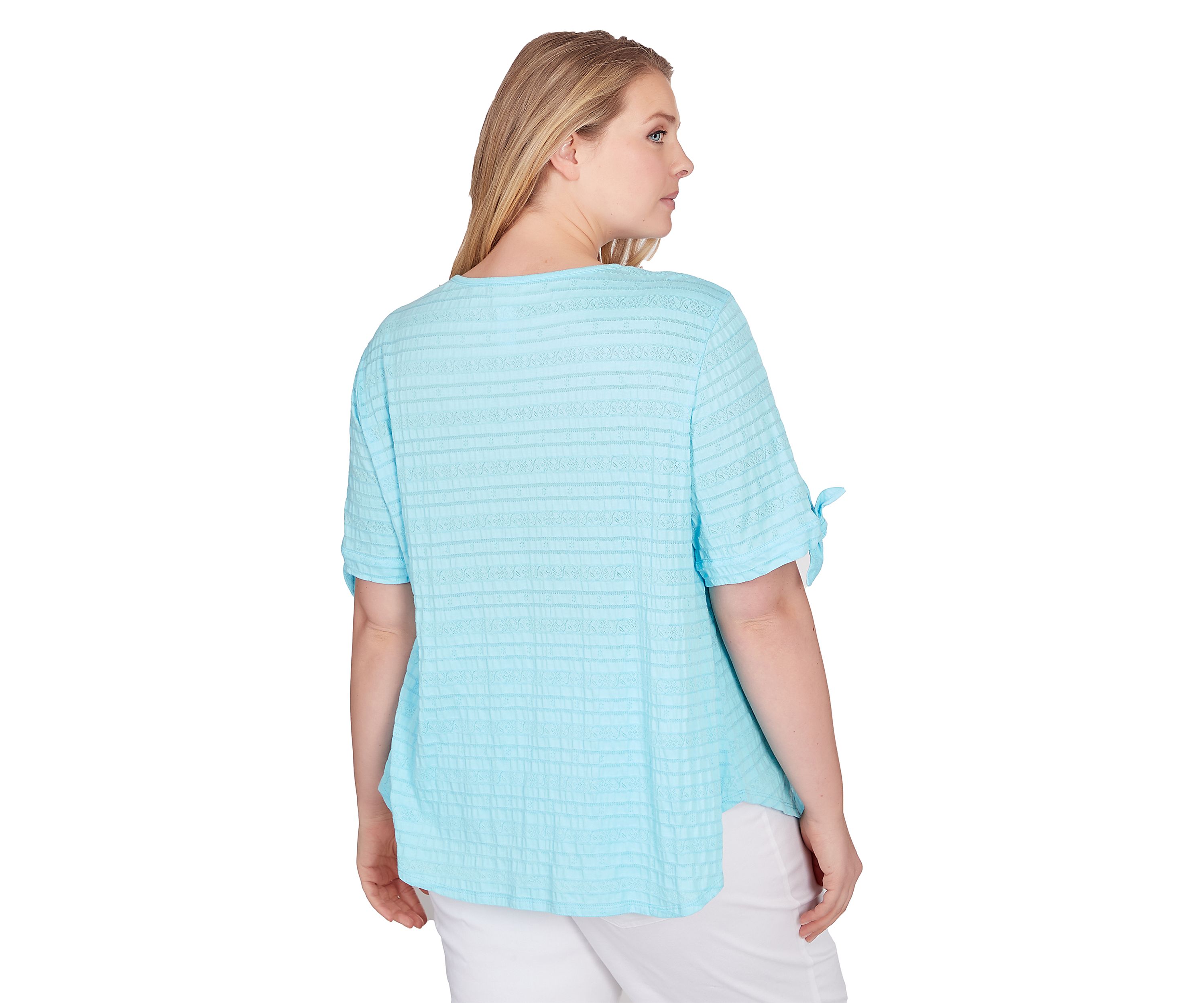 Plus Size Decorative Smocked Knit Top