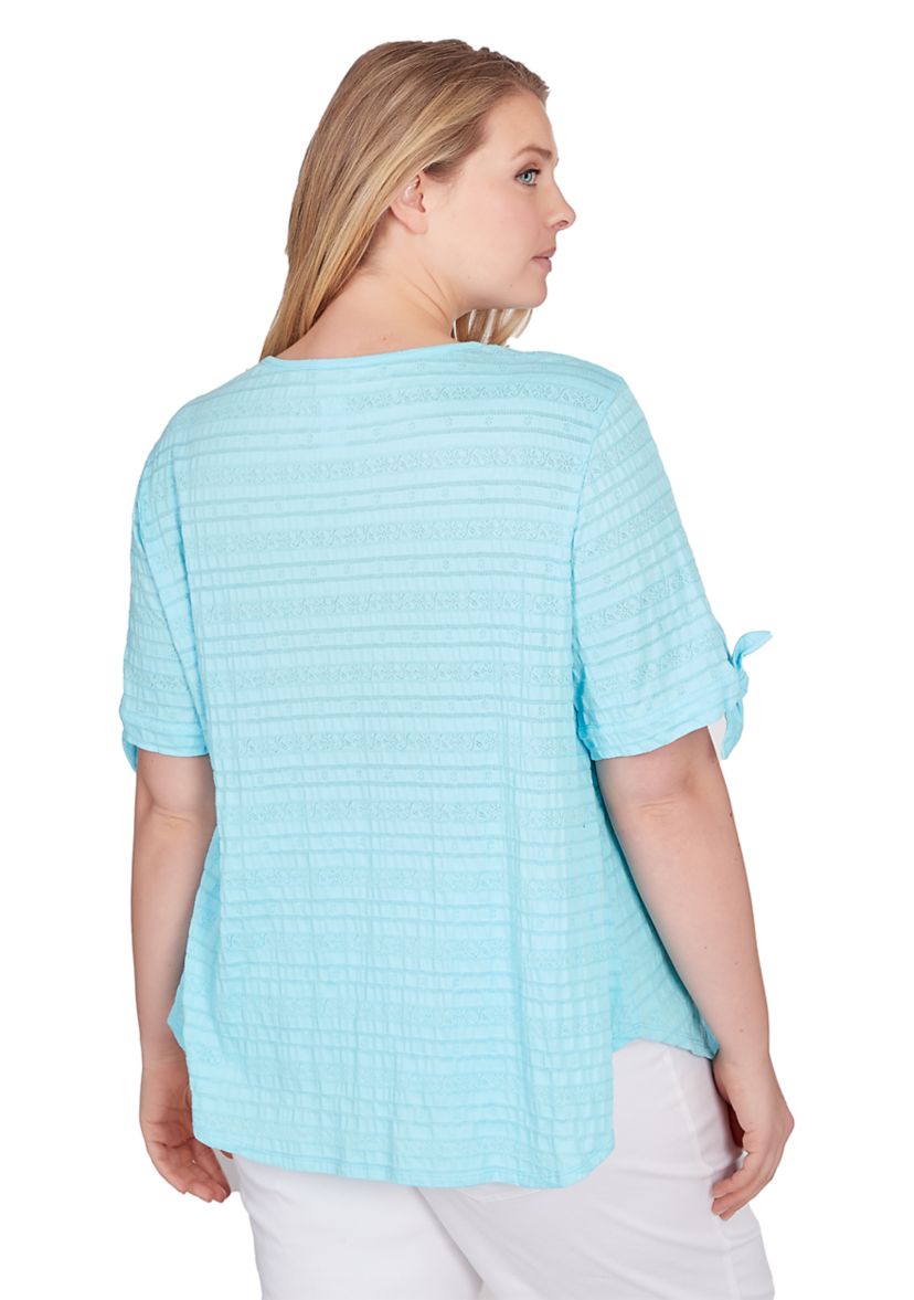 Plus Size Decorative Smocked Knit Top