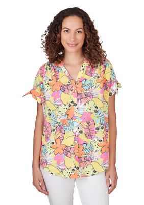 Petite Tropical Print Top