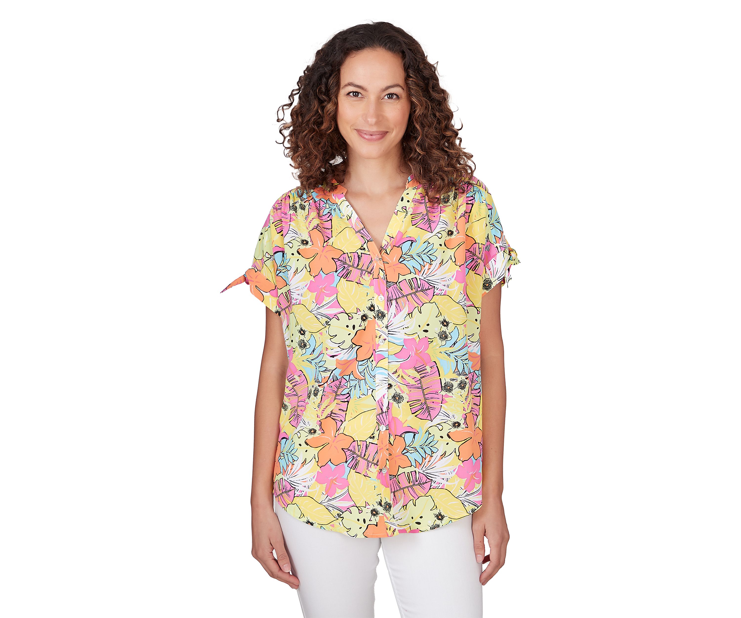 Petite Tropical Print Top