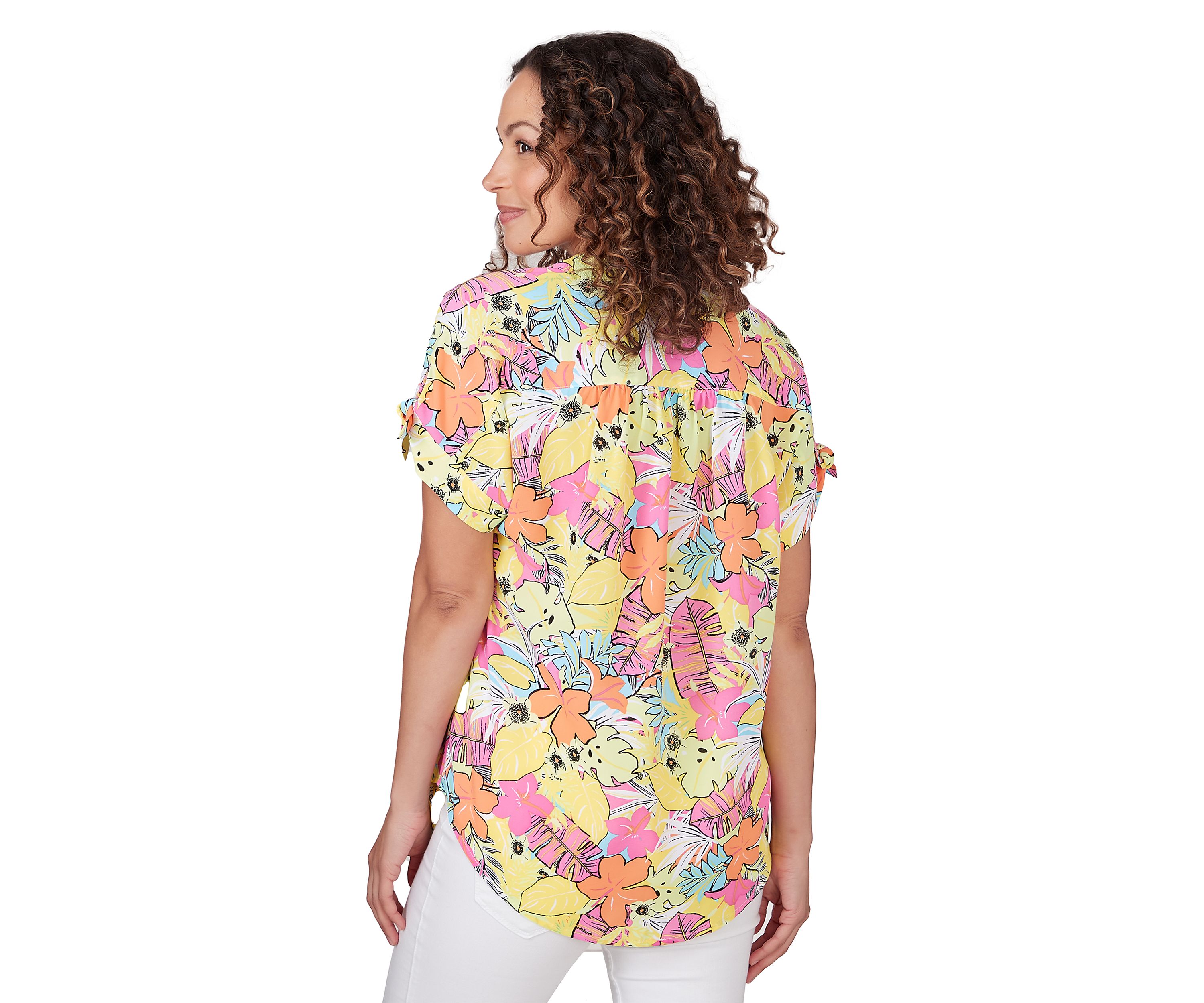 Petite Tropical Print Top