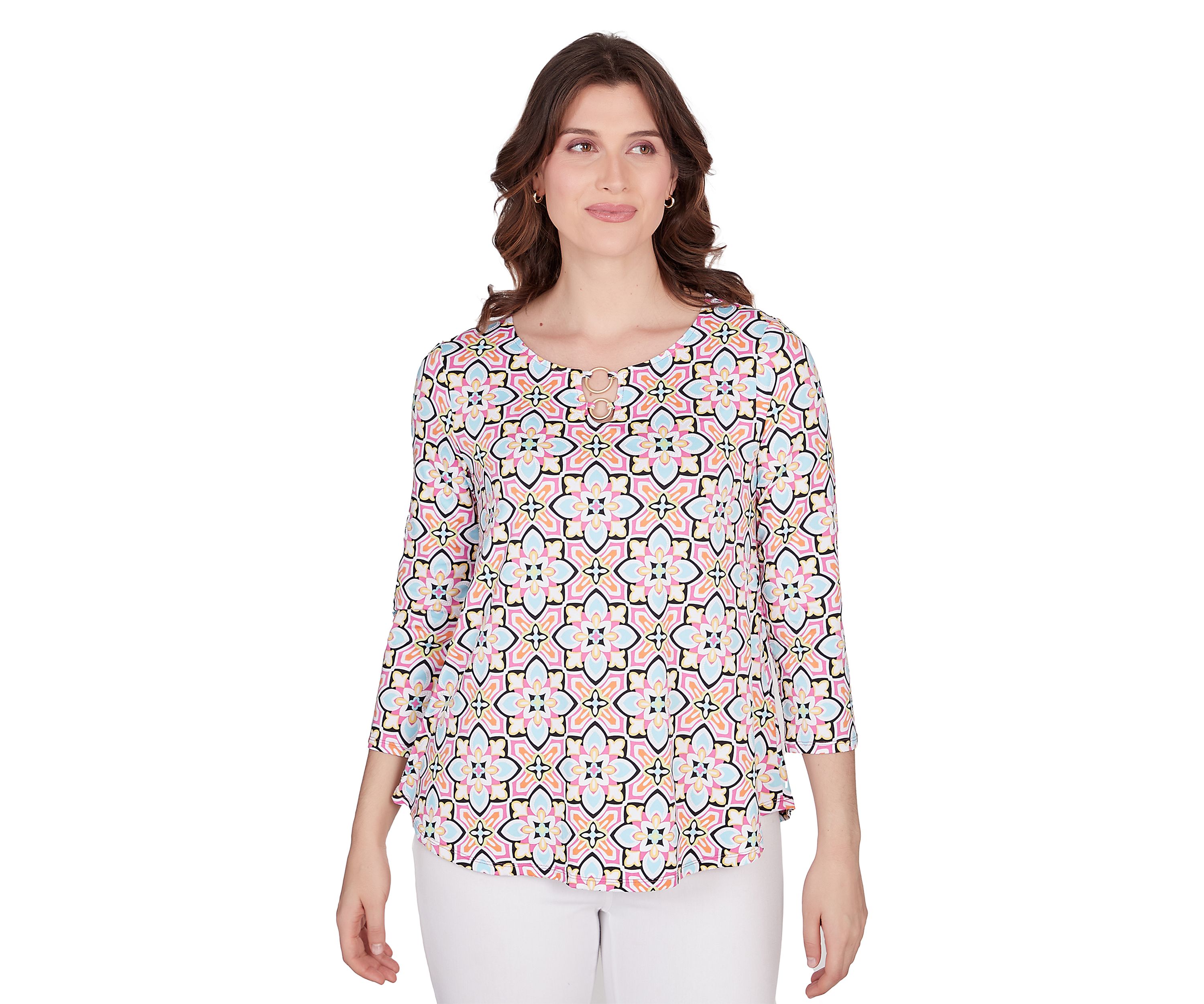 Petite Patio Puff Tile Print Top