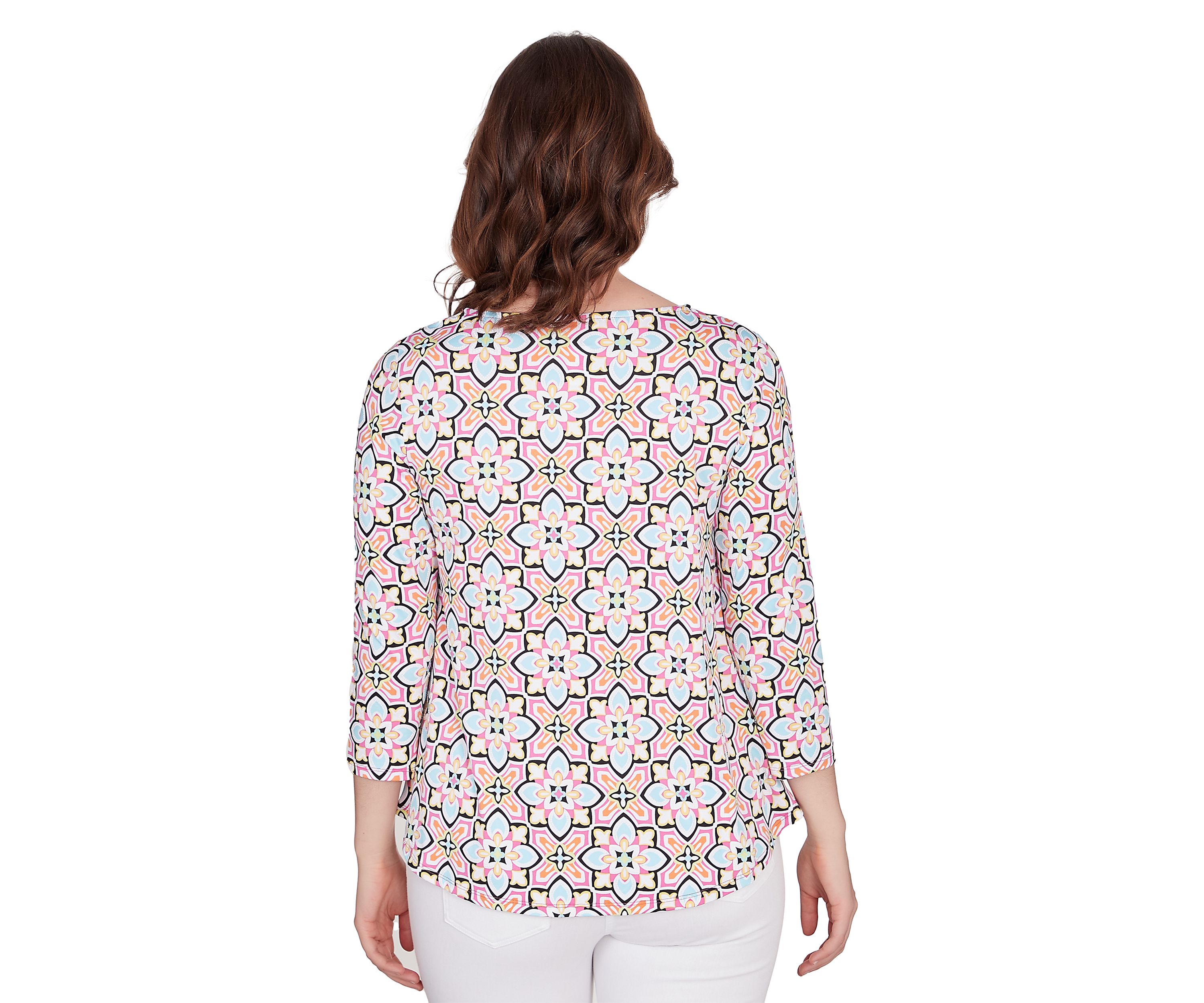 Petite Patio Puff Tile Print Top