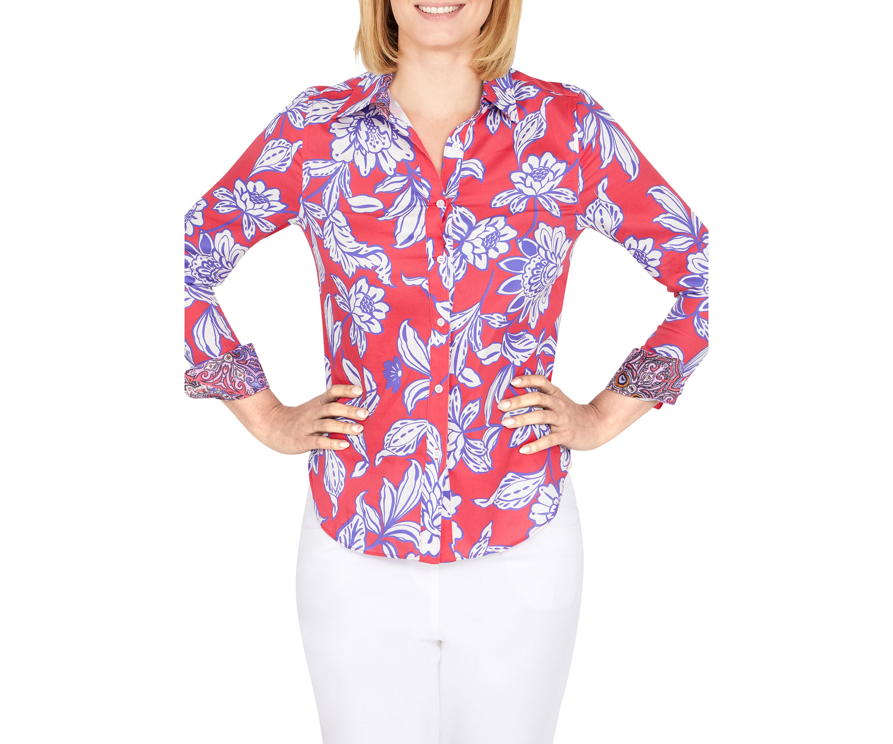 Womens Woven Wrinkle Resistant Cotton Shirt