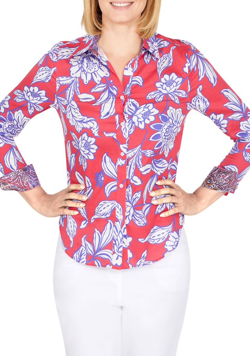 Womens Woven Wrinkle Resistant Cotton Shirt