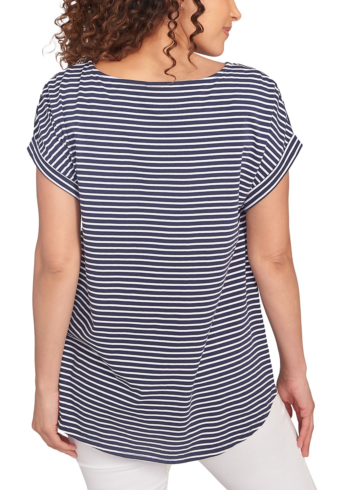 Womens Floral Stripe Jersey T-Shirt