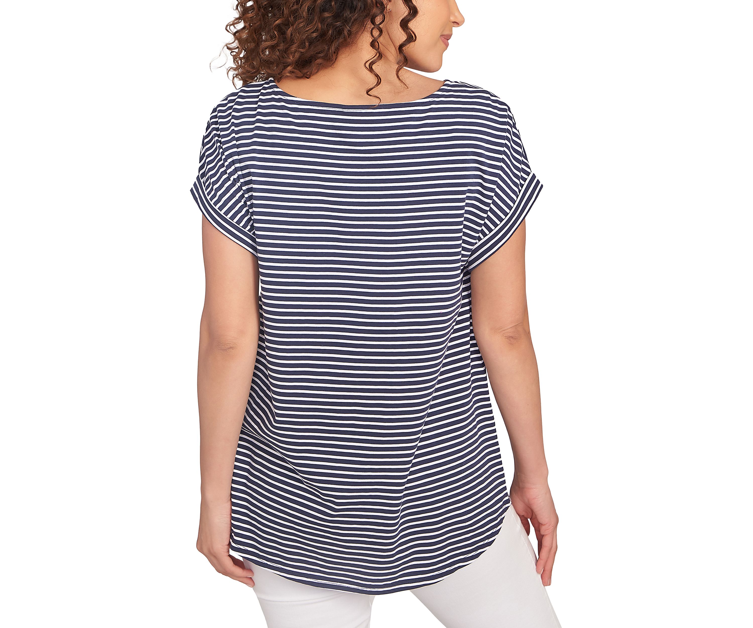 Womens Floral Stripe Jersey T-Shirt
