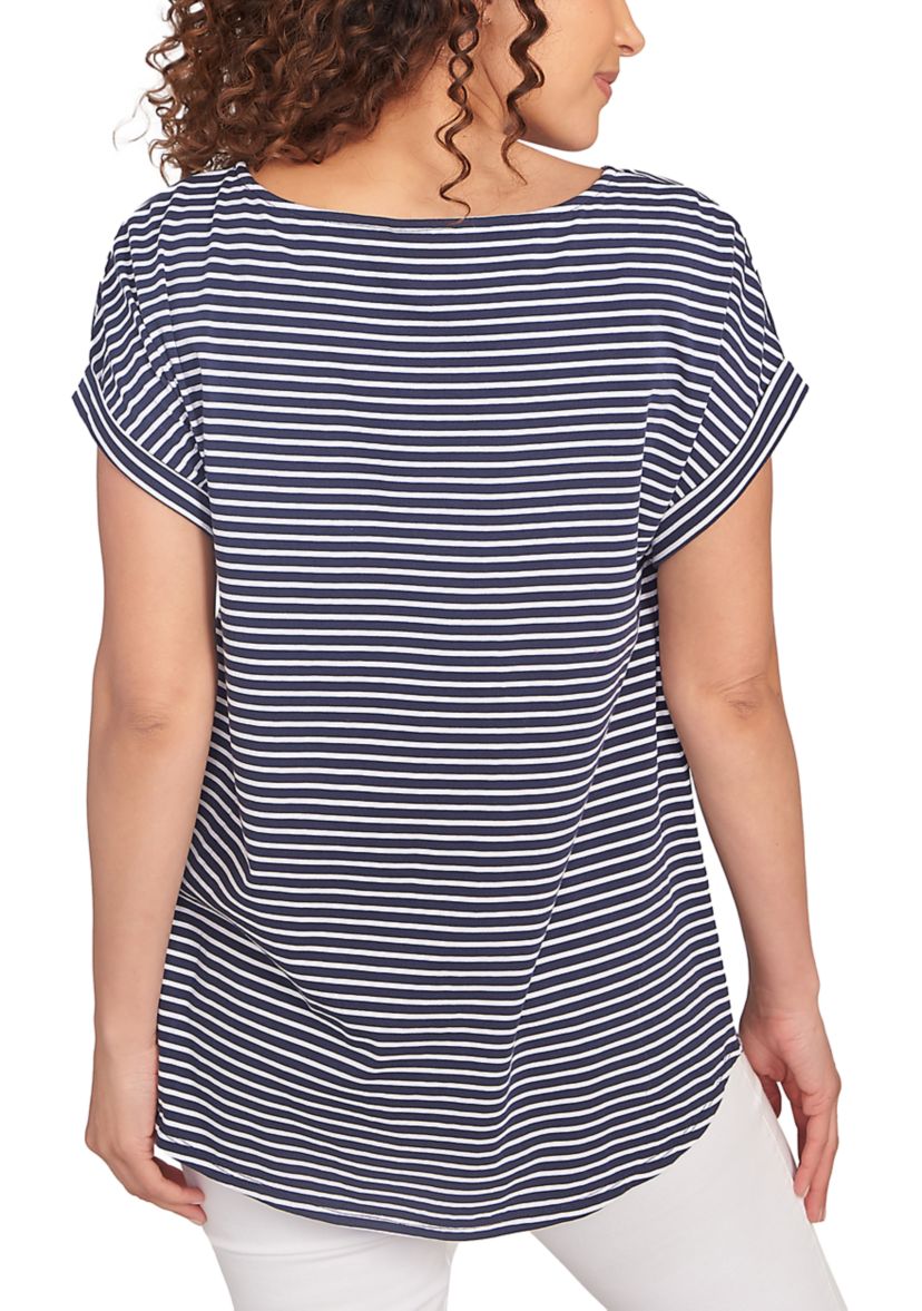 Womens Floral Stripe Jersey T-Shirt