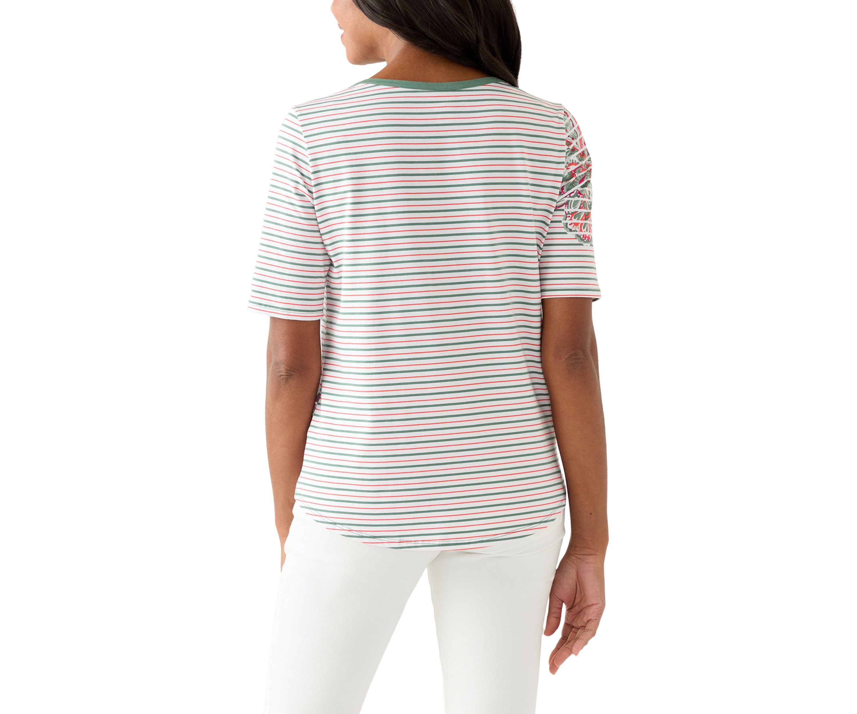  Paisley Stripe Elbow Sleeve Top 