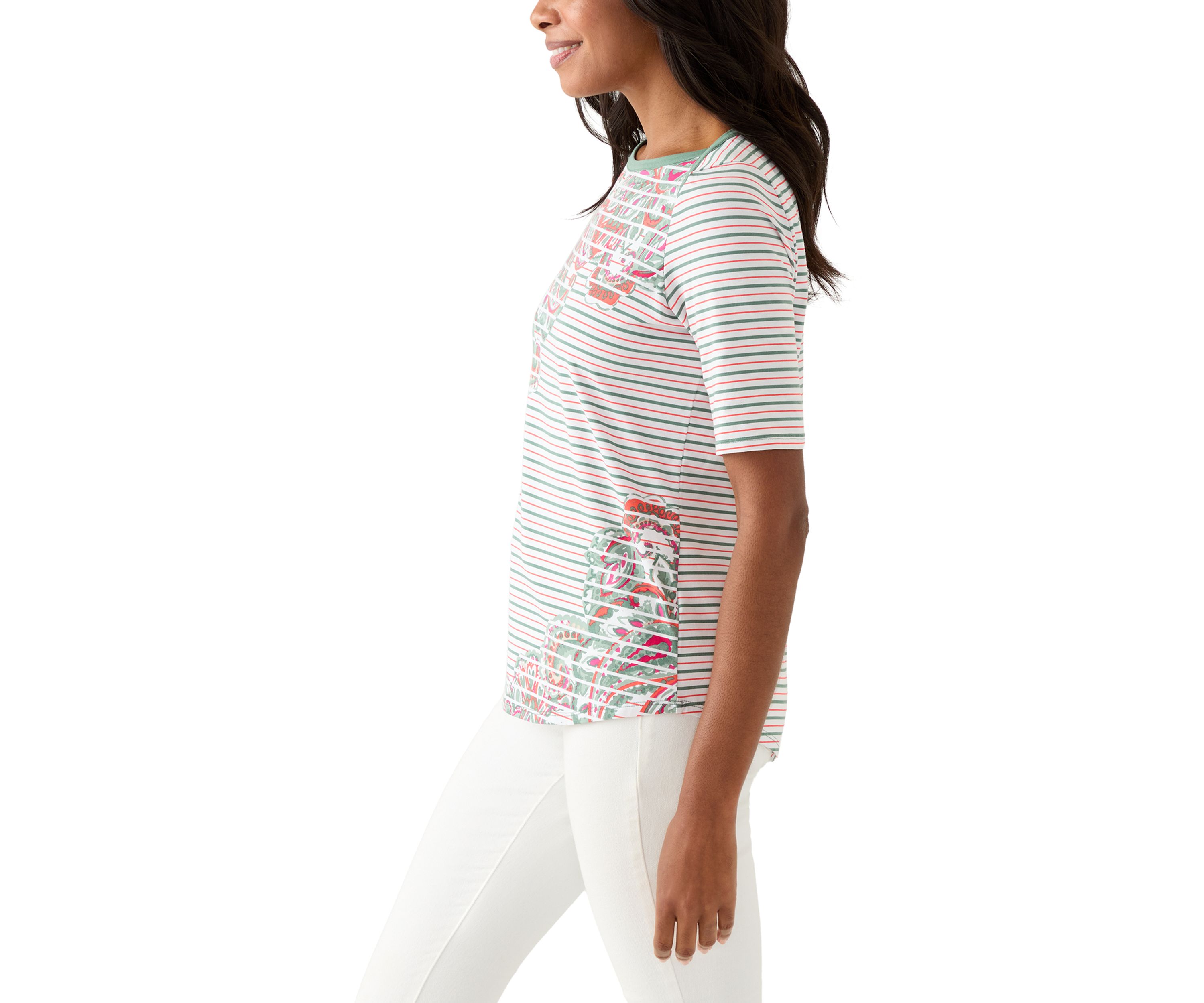  Paisley Stripe Elbow Sleeve Top 