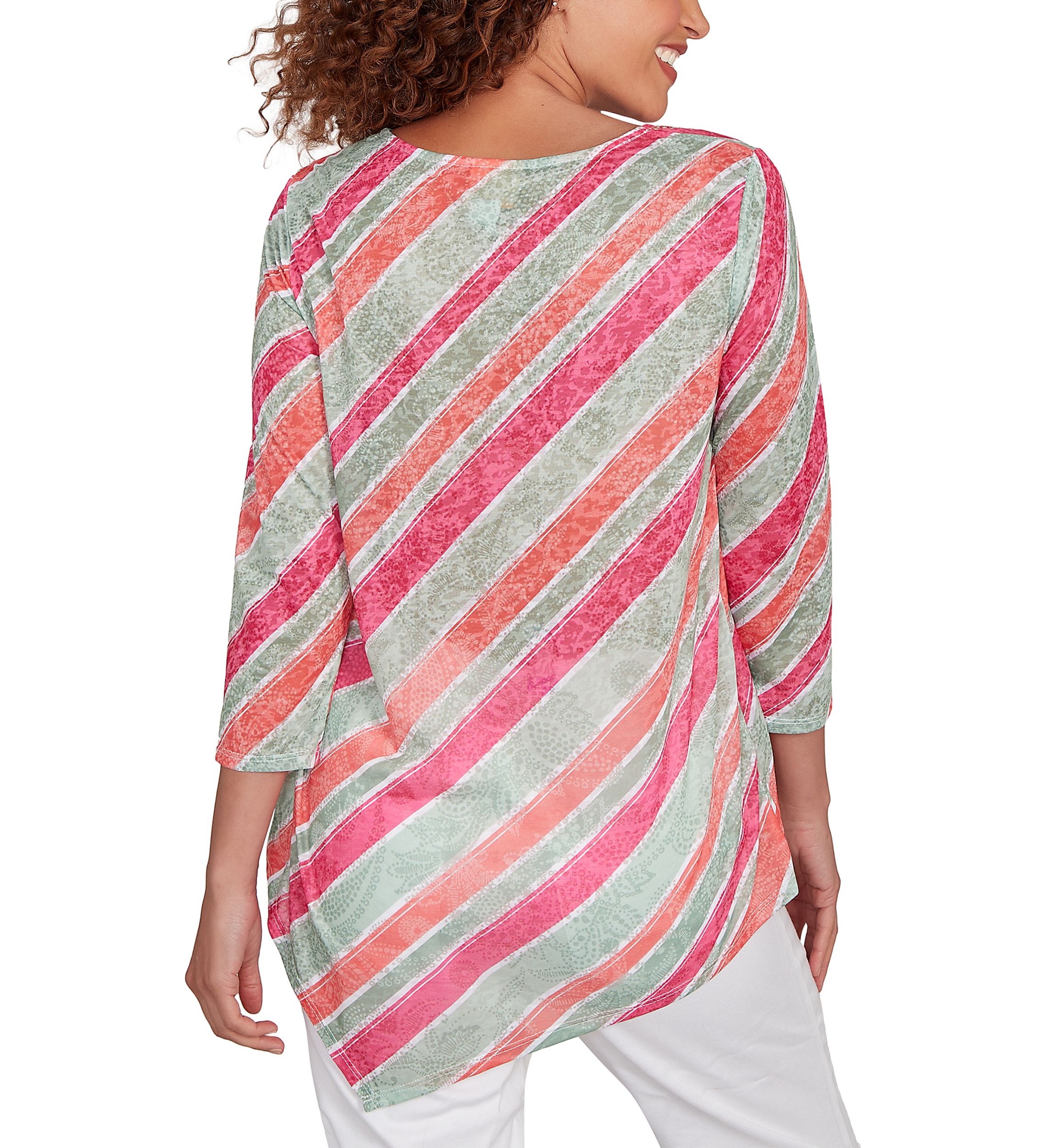 Womens Bias Stripe Beaded Top