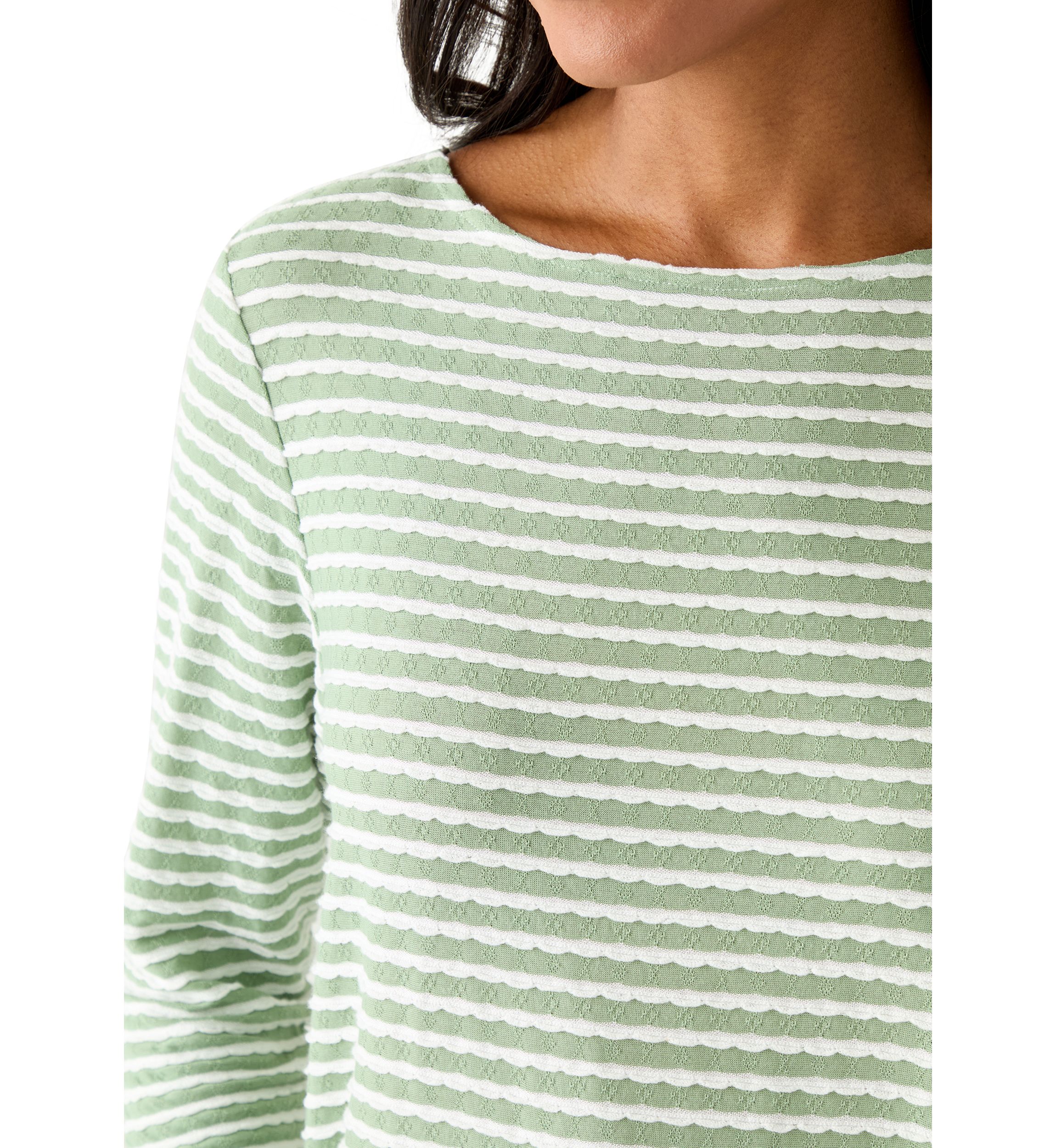 Womens Scalloped Texture Stripe Top