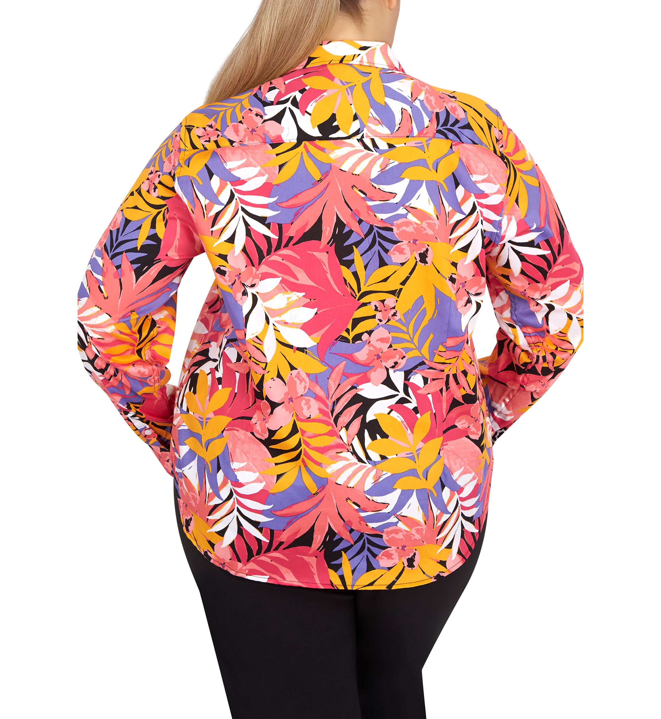 Plus Size Woven Wrinkle Resistant Cotton Top 