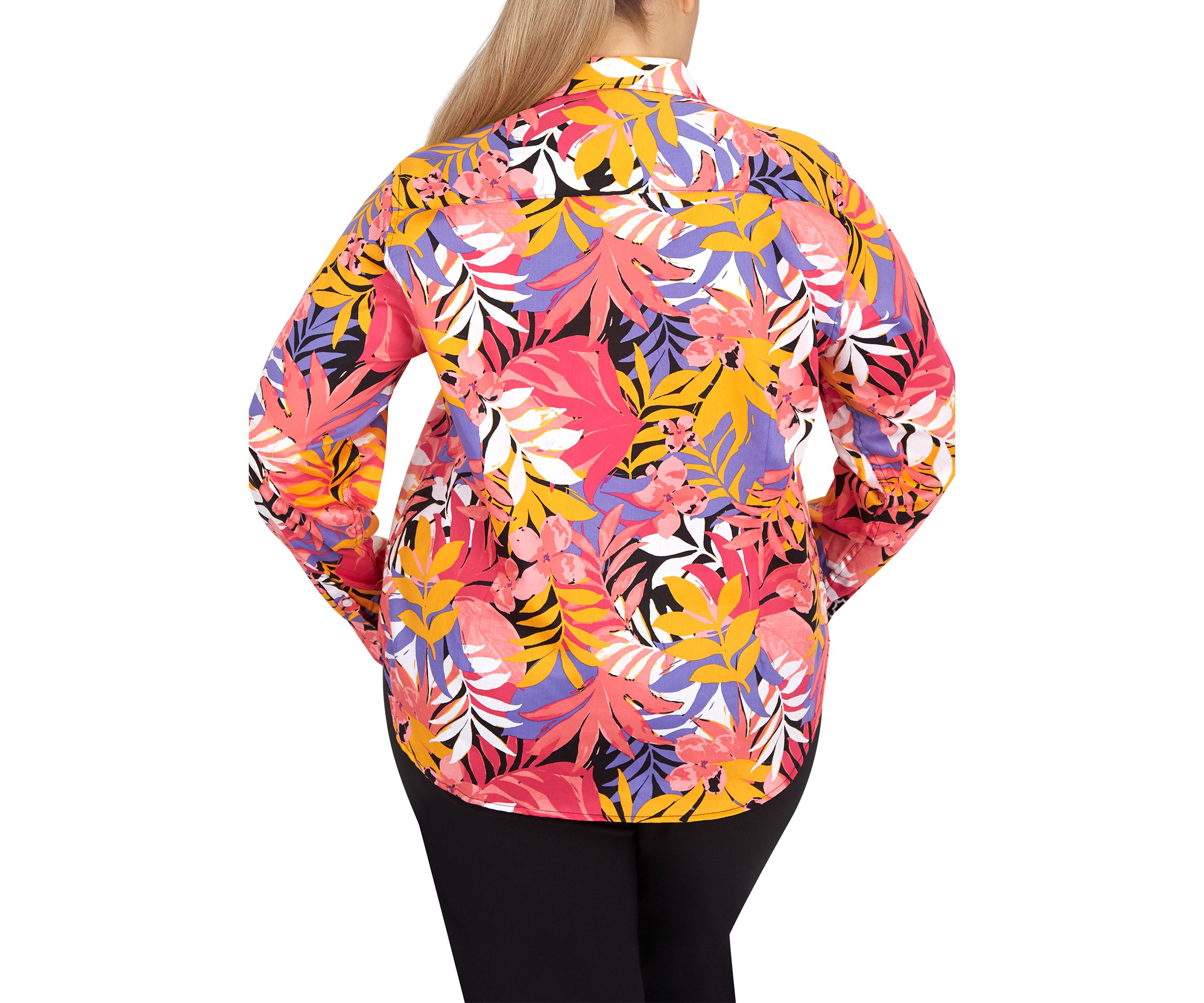 Plus Size Woven Wrinkle Resistant Cotton Top 