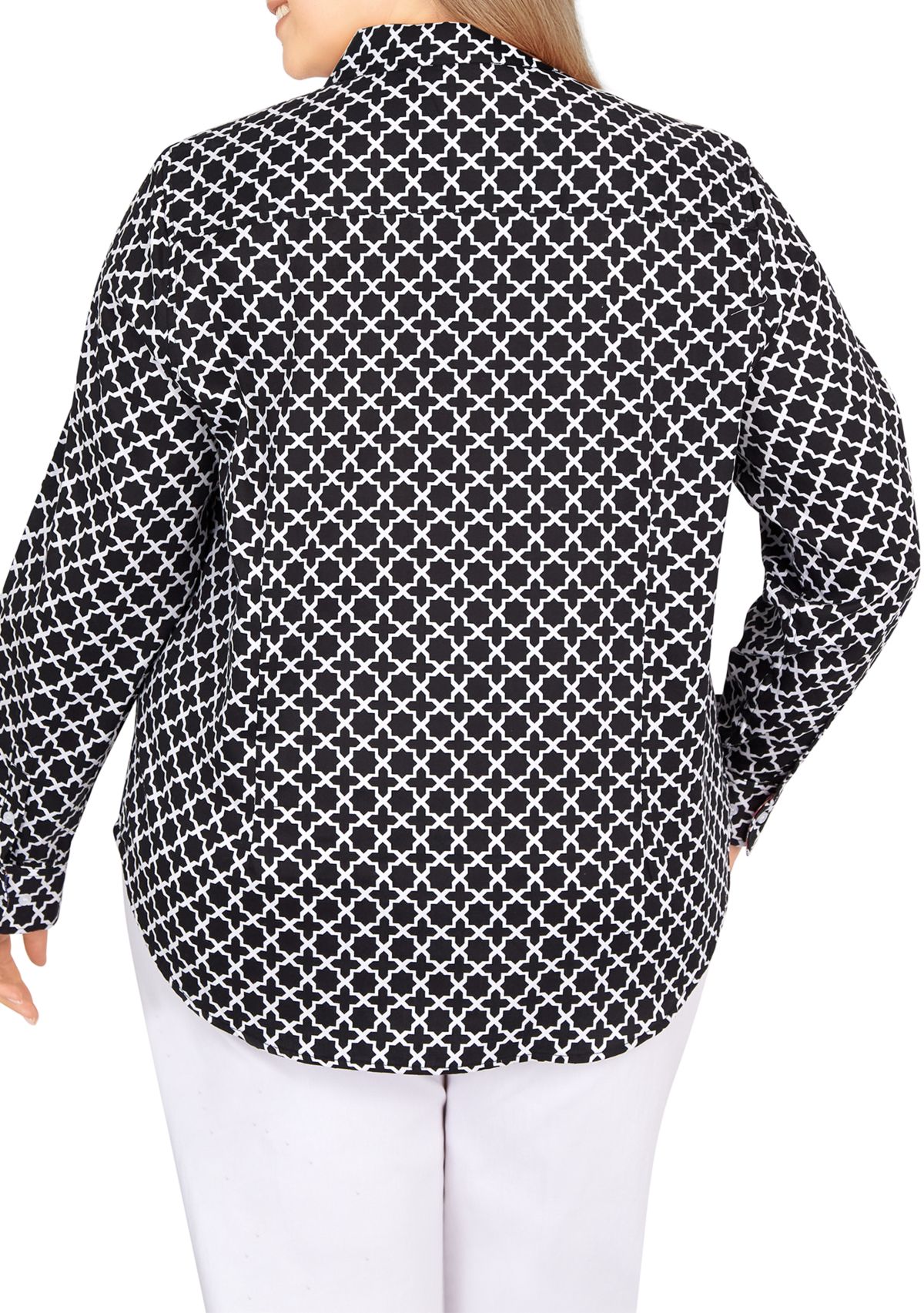 Plus Size Woven Wrinkle Resistant Cotton Top 