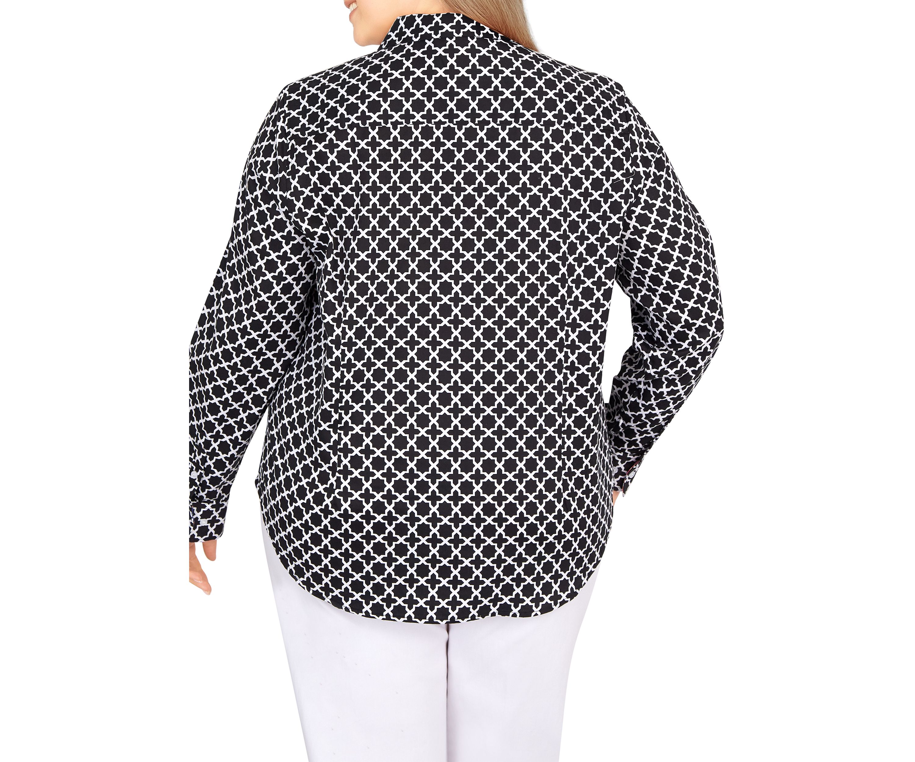 Plus Size Woven Wrinkle Resistant Cotton Top 