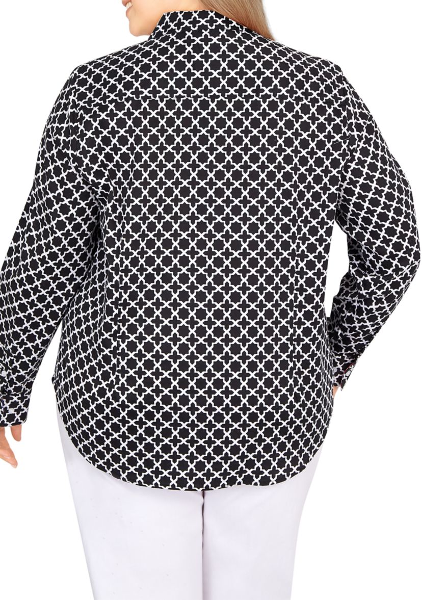 Plus Size Woven Wrinkle Resistant Cotton Top 