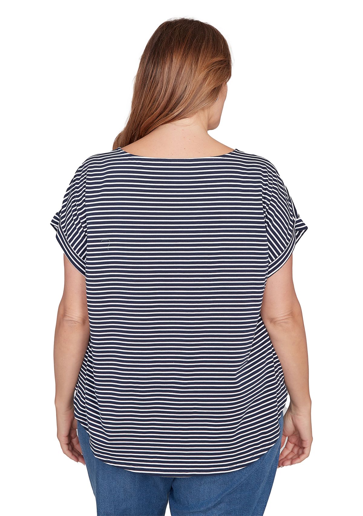 Plus Size Floral Stripe Jersey T-Shirt