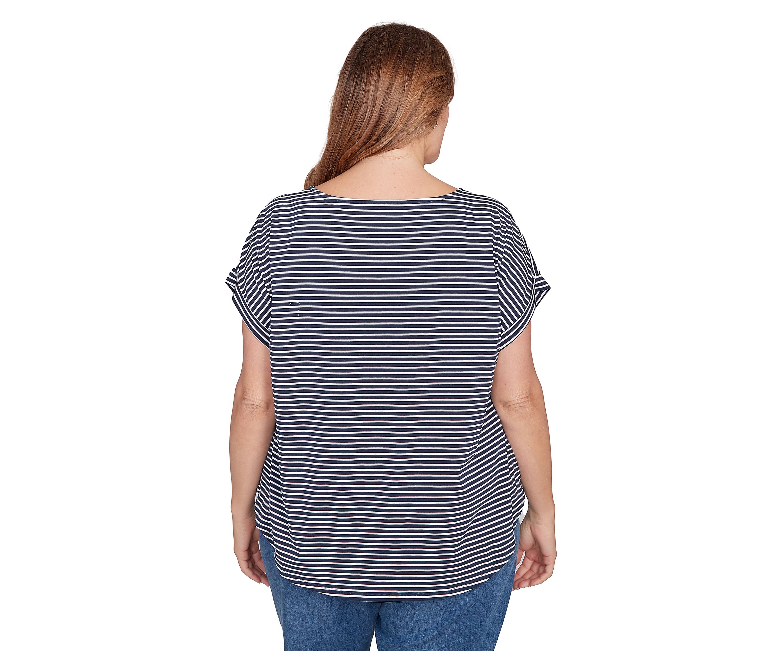 Plus Size Floral Stripe Jersey T-Shirt