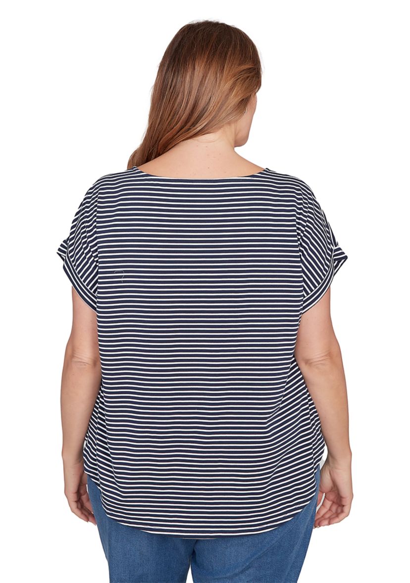Plus Size Floral Stripe Jersey T-Shirt