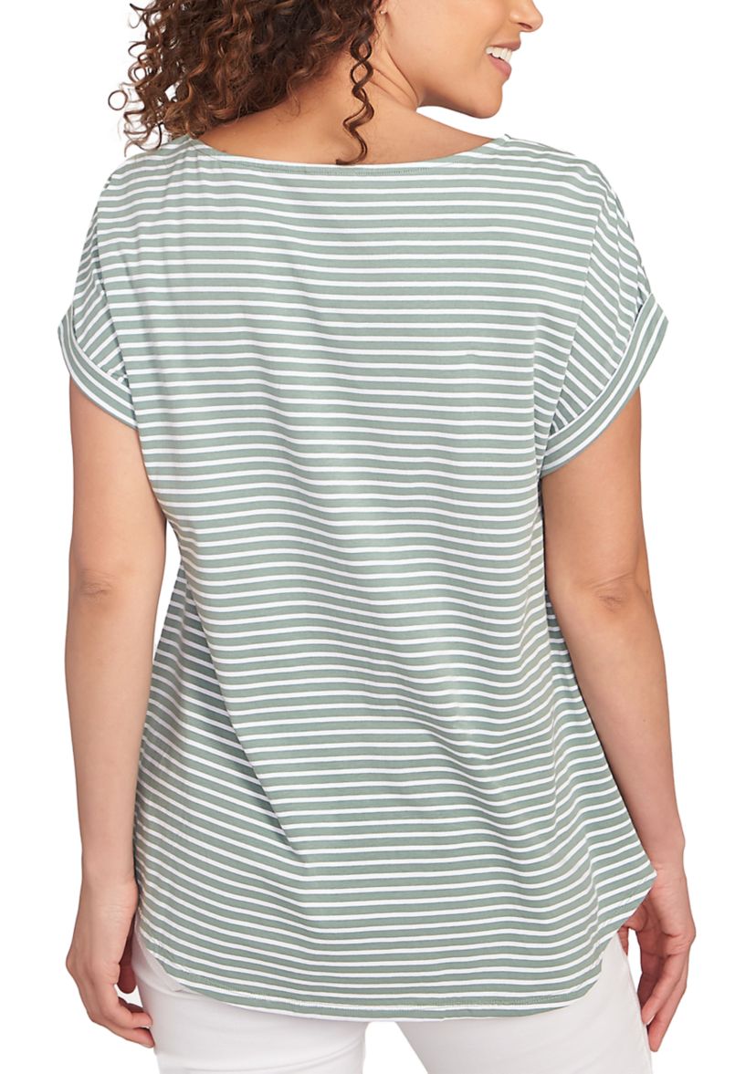 Petite Floral Stripe Jersey T-Shirt 