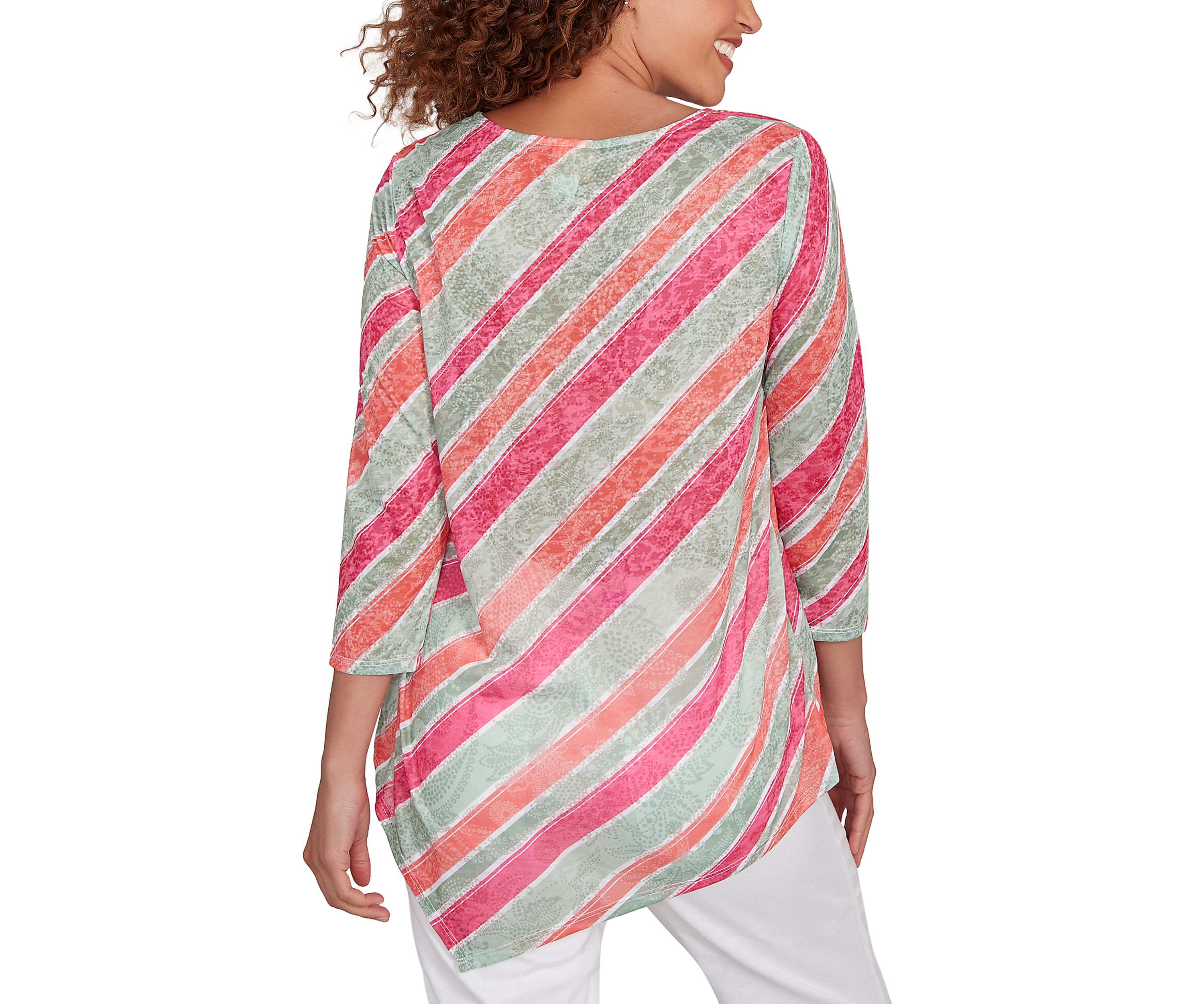 Petite Bias Stripe Beaded Top