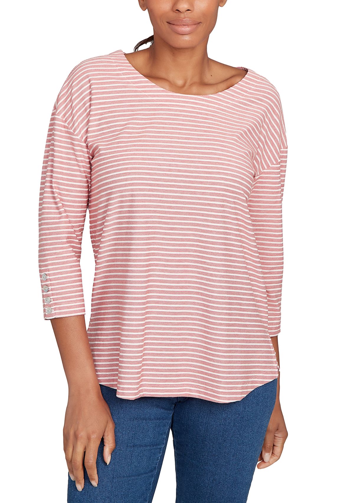 Petite Textured Mini Stripe Top